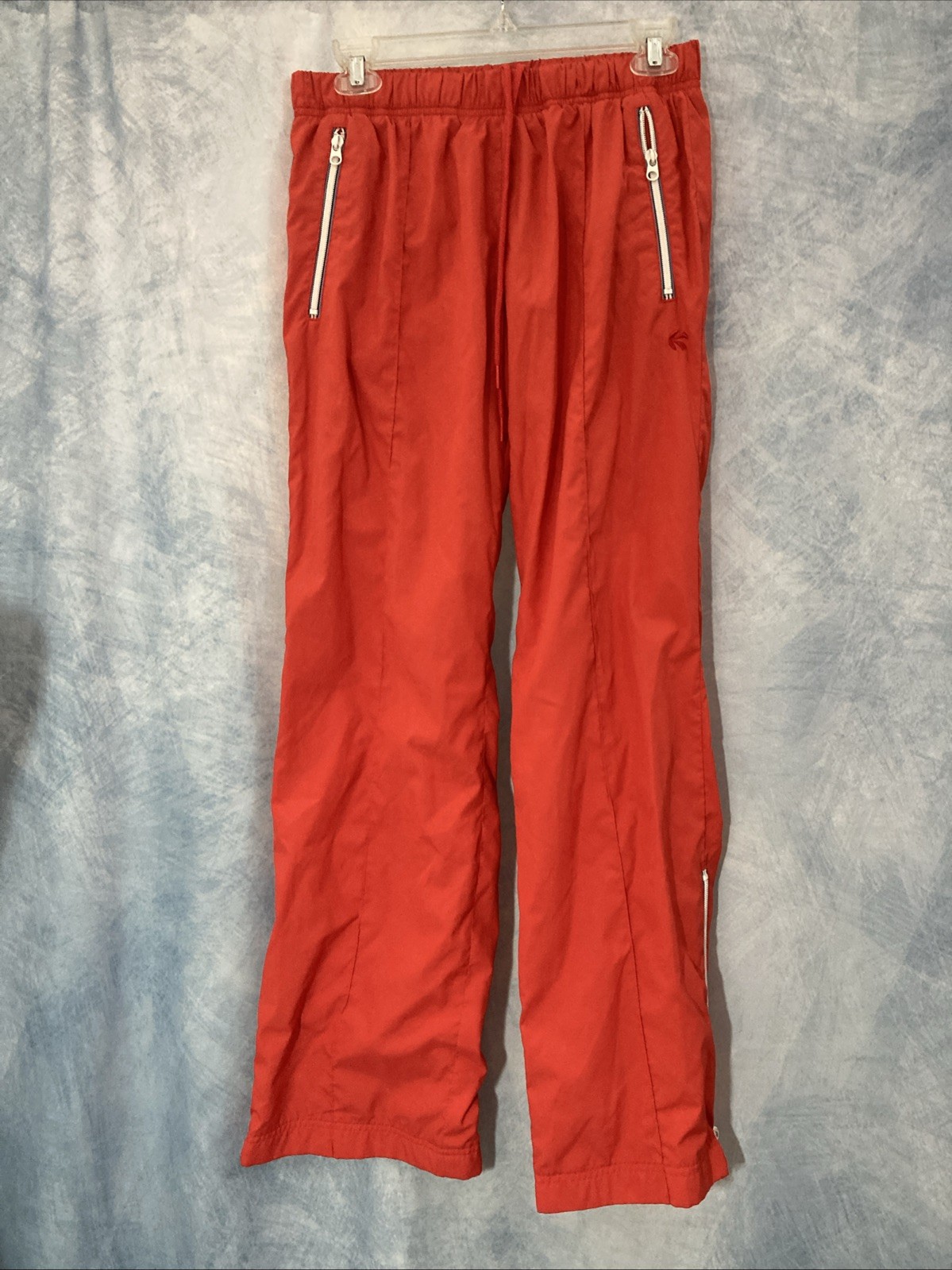 VTG Y2K Old Navy Track Pants Women’s Medium Red Low Rise Ankle Zip Pocket EUC