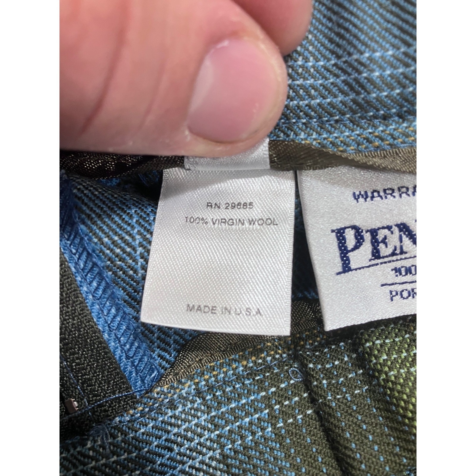 Pendleton Blue Virgin Wool Skirt Suit Set Blazer Pleated Plaid Skirt Womens 14