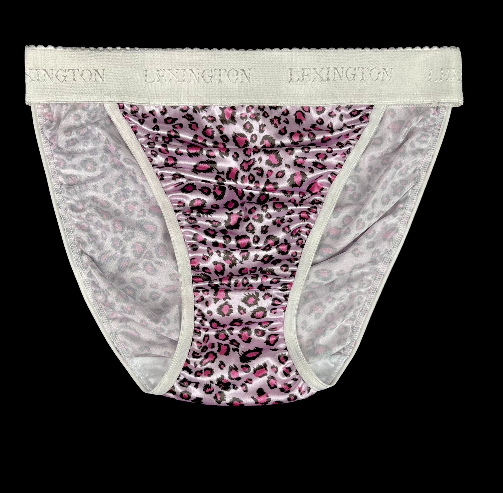 Rio Second Skin Satin Panty Wide Waistband Pink Animal Print L