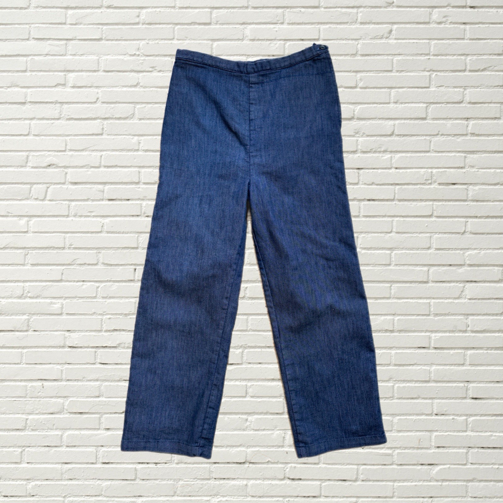 Vintage 60s Side Zip Jeans – Dark Wash Denim Ankle Crop Straight Leg Rockabilly