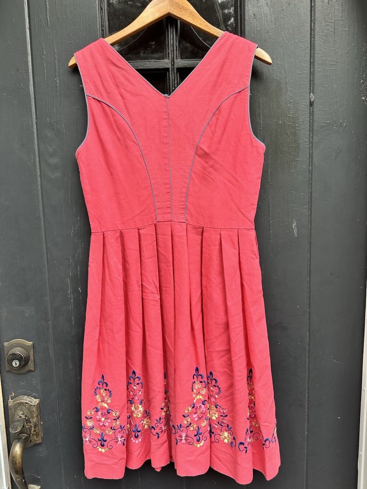 Vintage Pink Gorgeous Embroidered DIRNDL Aus Oberbayern Dress Size 42 Ladies M
