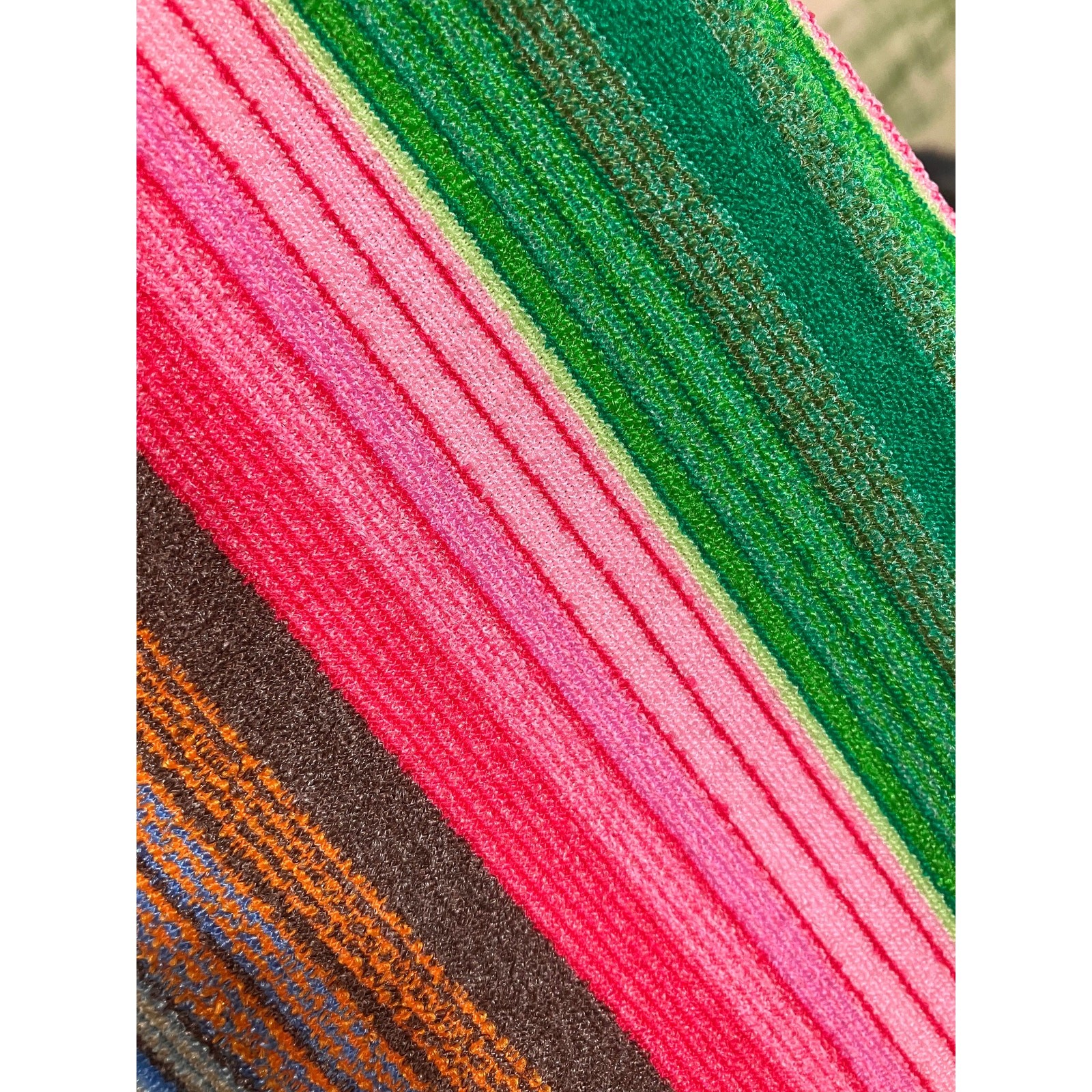 1970s Wildcrest Caftan Dress Rainbow Stripe Lounge Gown Sleeveless Shoulder Ties