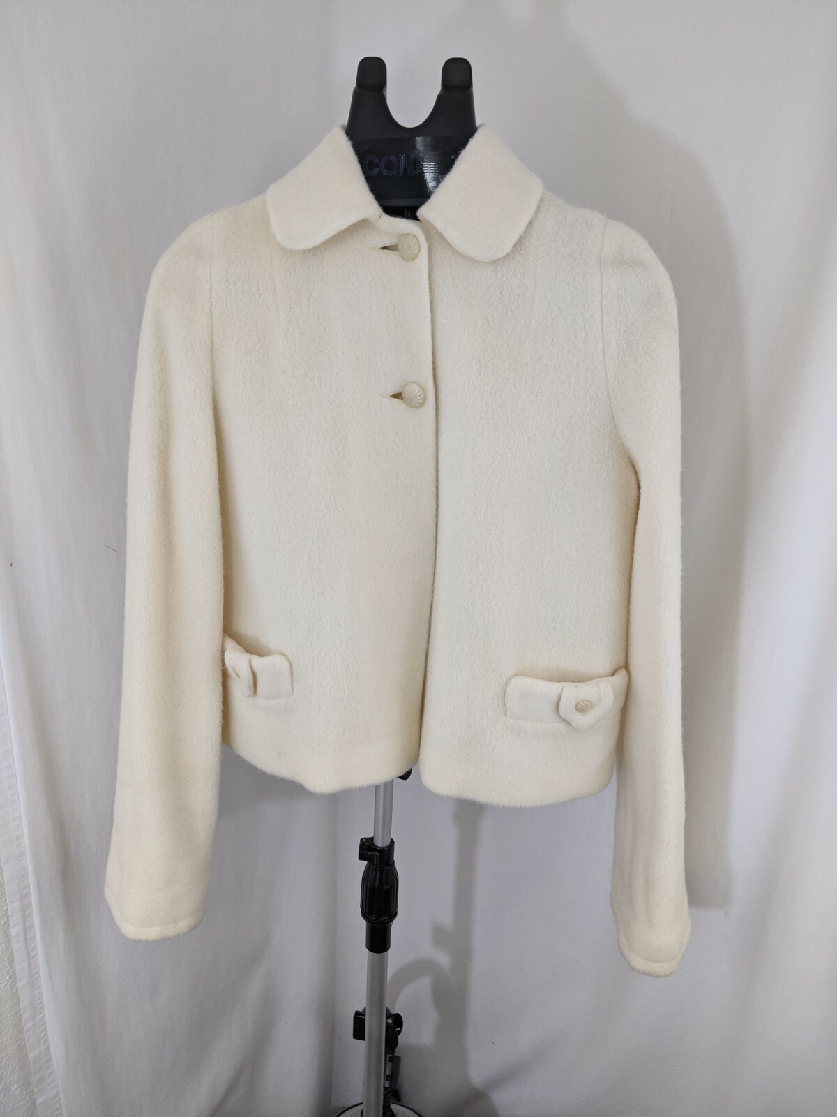 VTG Cream Colored 2 Button Wrap Coat