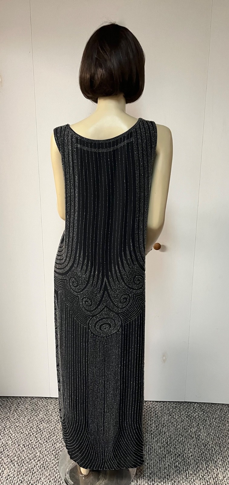 Vintage J Peterman 1920s Style Art Deco Beaded Silk Fever Dress Size 8 Bust 36-7