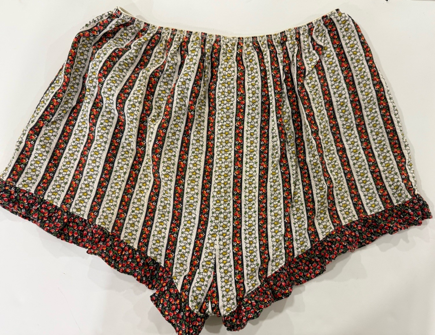 Vintage Medium Komar Cotton Ruffle Sleep Shorts USA – 70s Rare Cottagecore