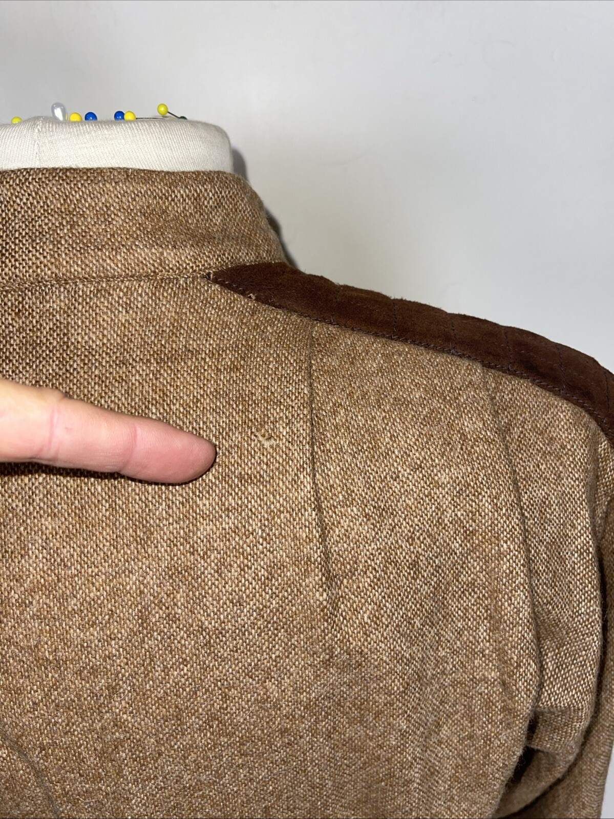 Vintage Authentic Rare Gucci Wool Blend W Suede Leather Dress Small Medium