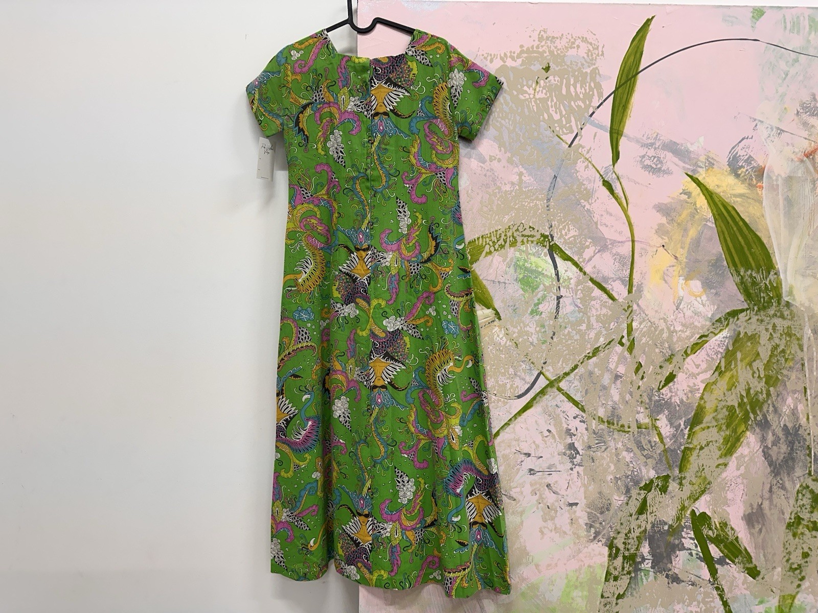 60s Vintage Psychedelic Print Disco Cotton Handmade Maxi Dress Women&rsquo;s Size M L