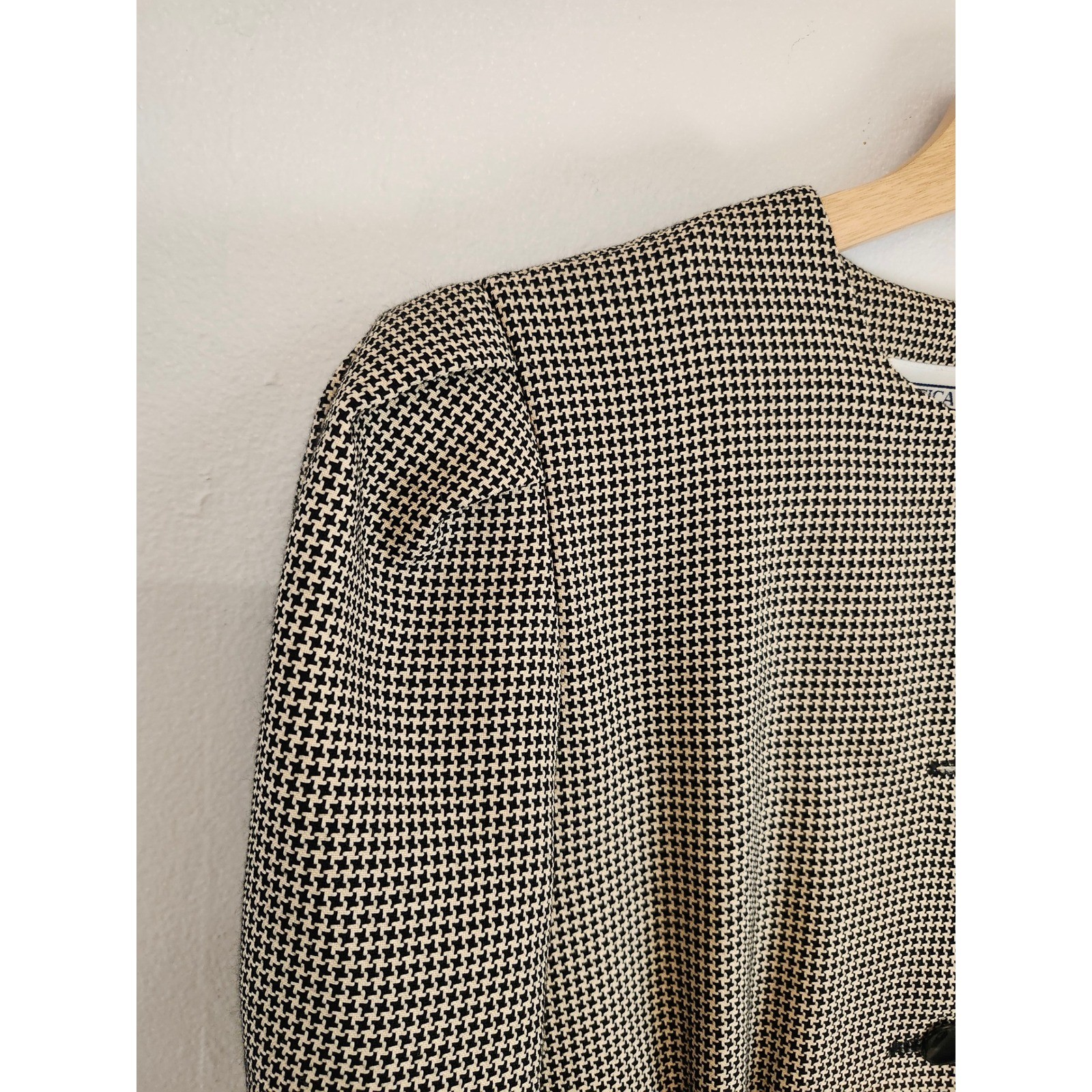 Vintage Jessica Howard Houndstooth Dress Petite Sz. 4 Black White 80s 90s Career
