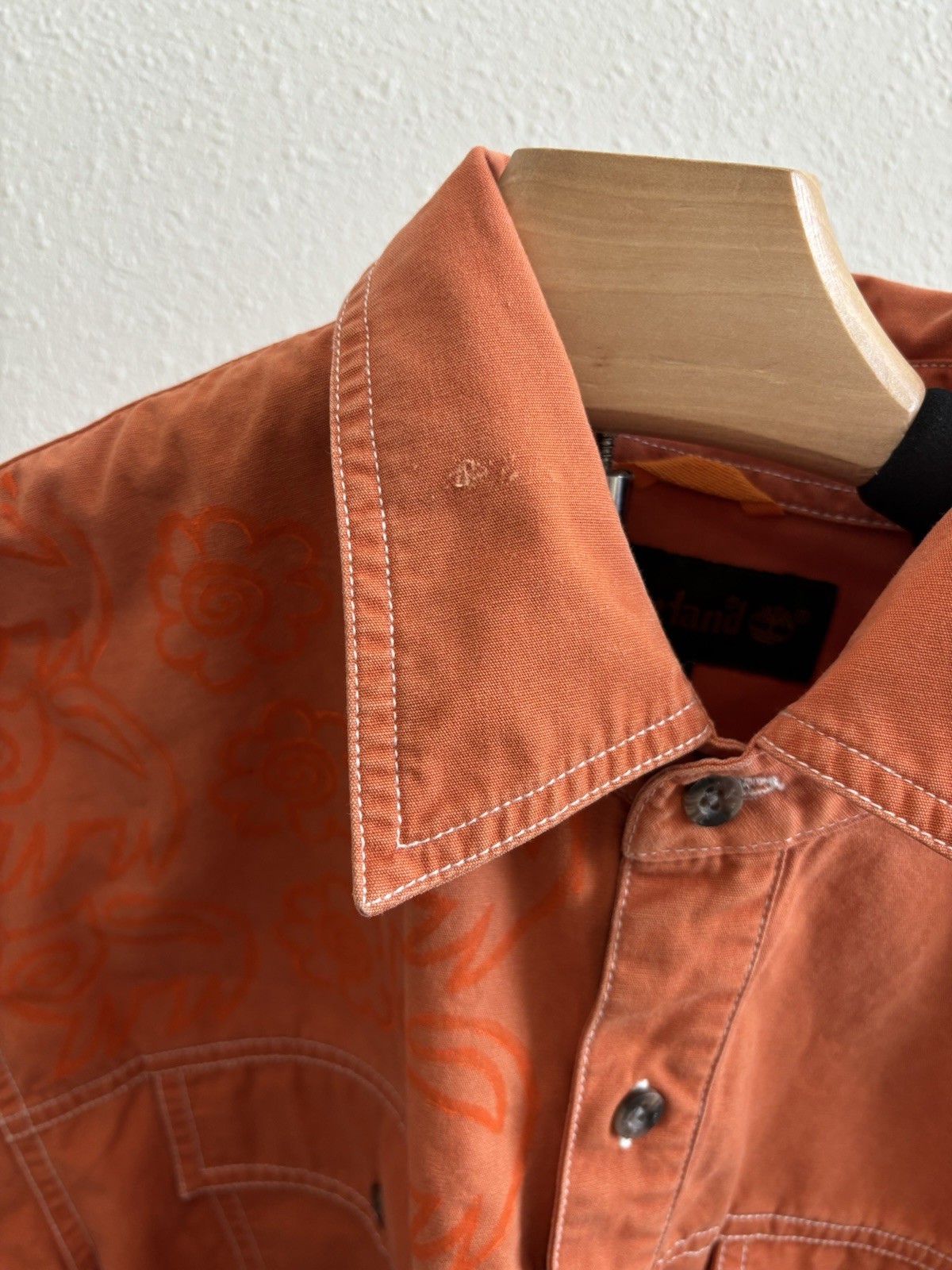 Vtg Timberland TBL-73 Orange Canvas Jacket CAT & Floral Embroidery Women’s S
