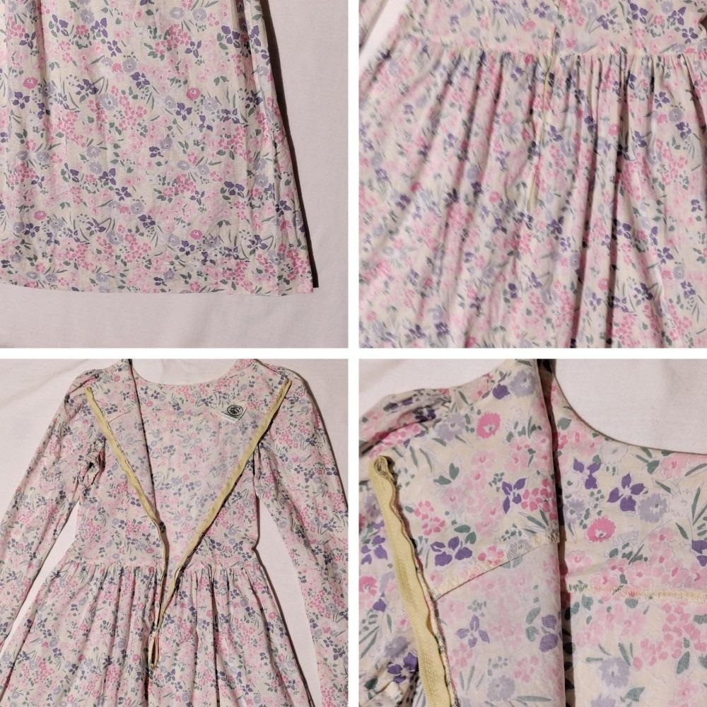 Vintage Laura Ashley Floral Cotton Dress Made in Great Britain Pink USA 8