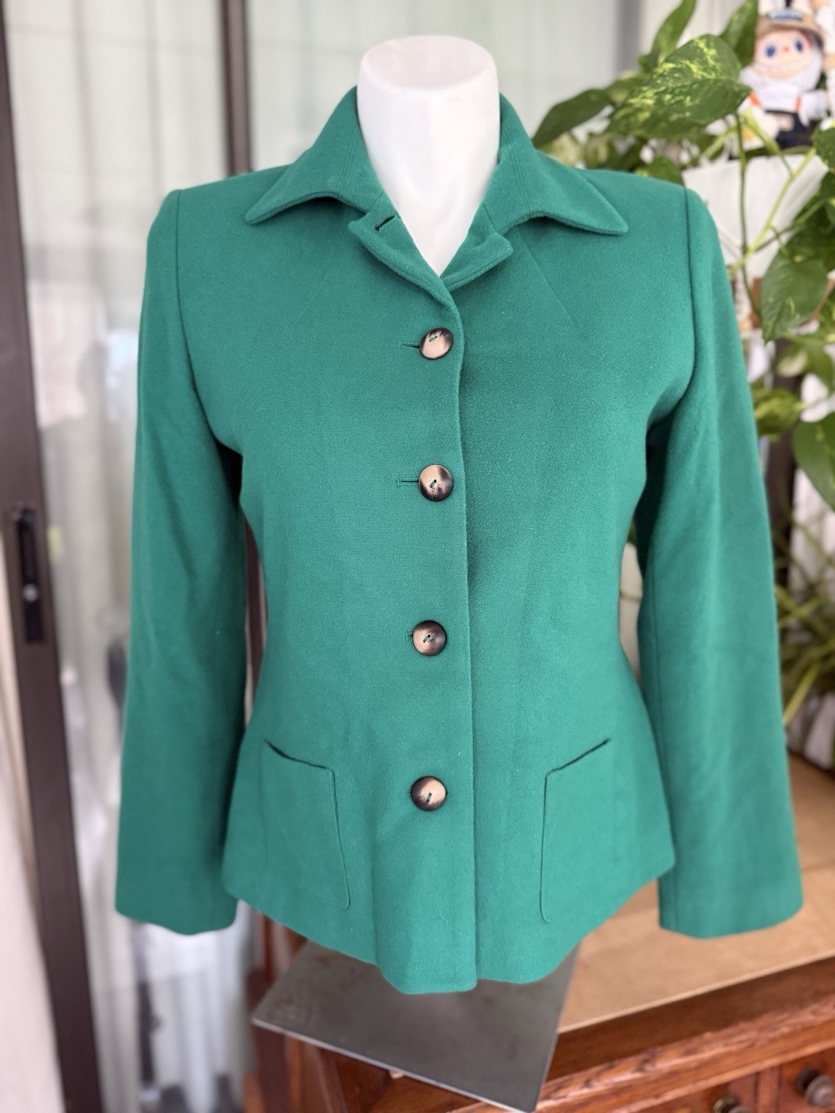 Vintage Harvé Benard Wool Jacket – 12 – Green – Made in Ukraine, Cashmere Blend