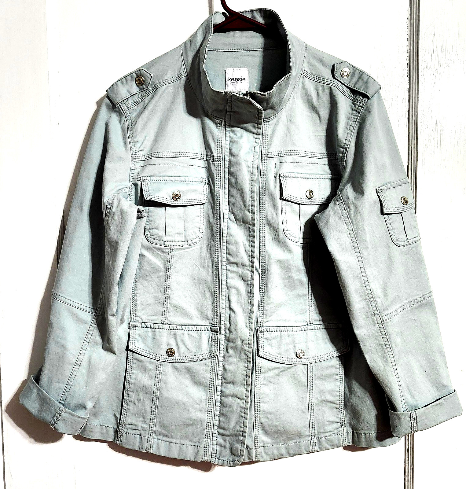 WOMEN&rsquo;S WESTERN STYLE JACKET BY KENSIE JEANS BLUE/GRAY ~ COTTON/SPANDEX SIZE XL
