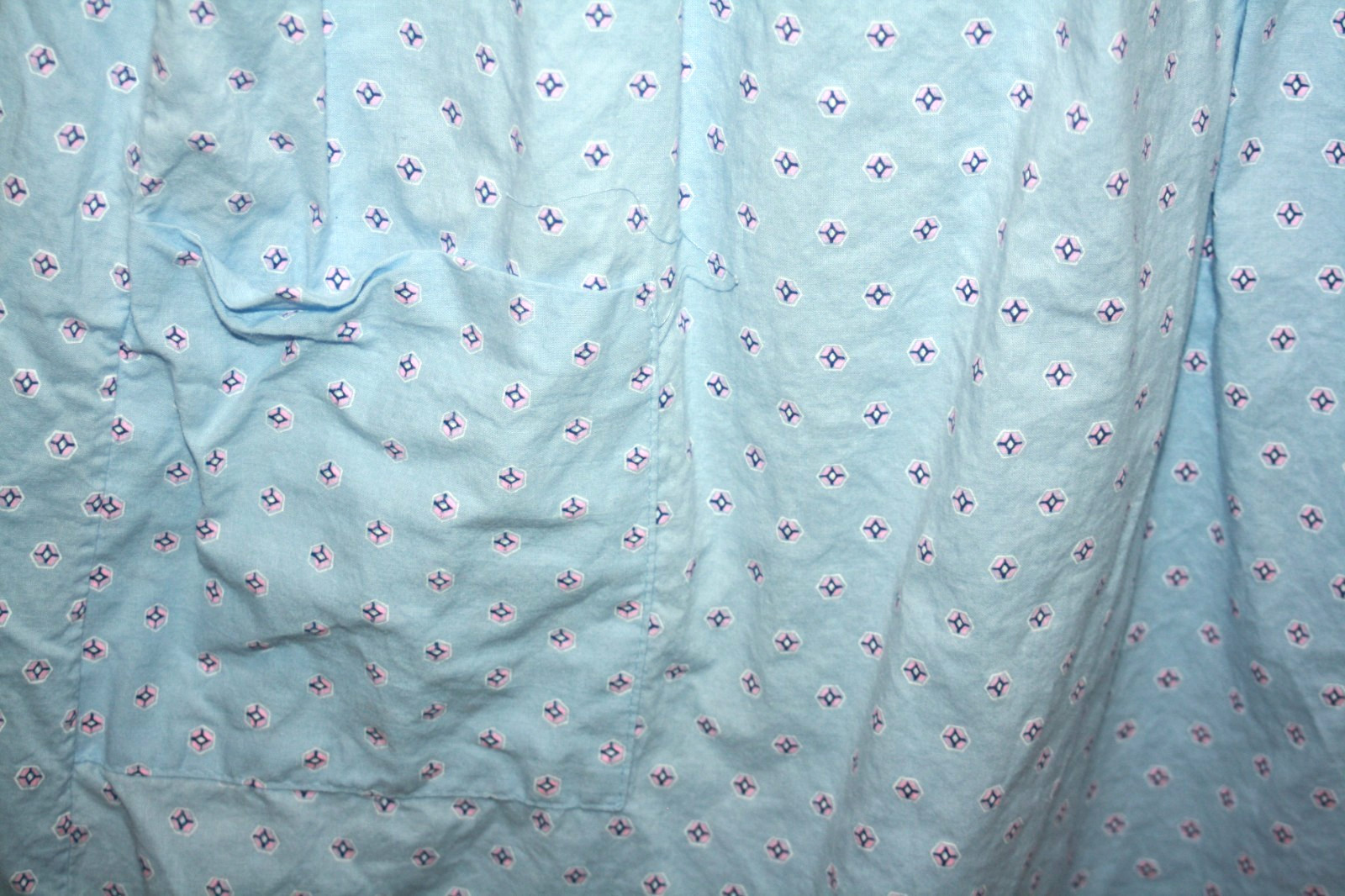 Women&rsquo;s Blue Housedress Lounger Duster w Pocket Vintage sz L 19&Prime;x36.5&Prime; NWOT