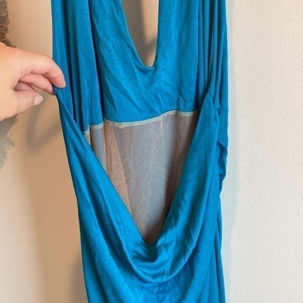 VERSACE ATELIER Haute Couture Runway Teal Blue Halter Medusa Dress 90&rsquo;s Y2K RARE