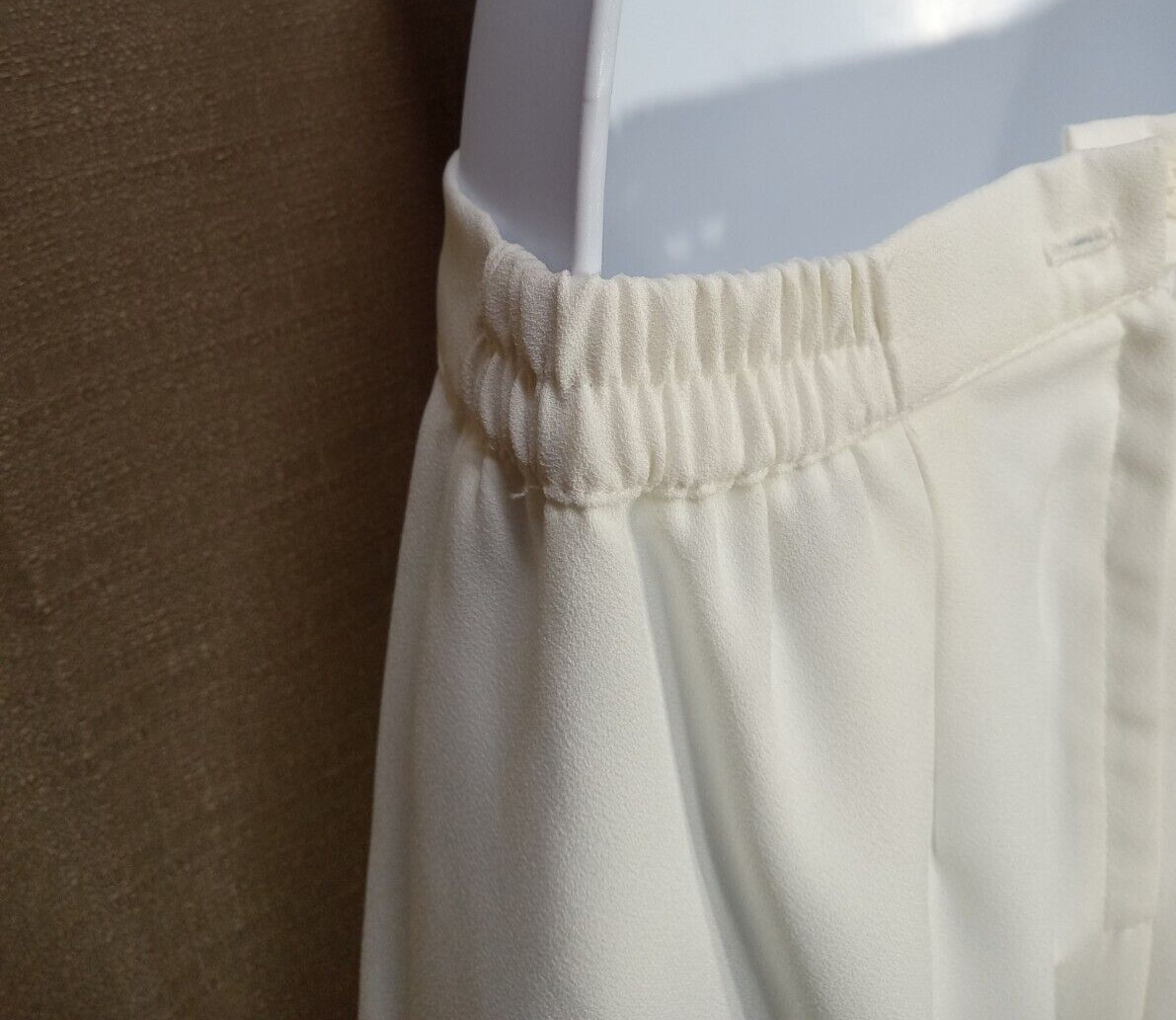 Lew Magram Collection Size 10 Cream Fully Lined Long Zip/Button back Poly Skirt