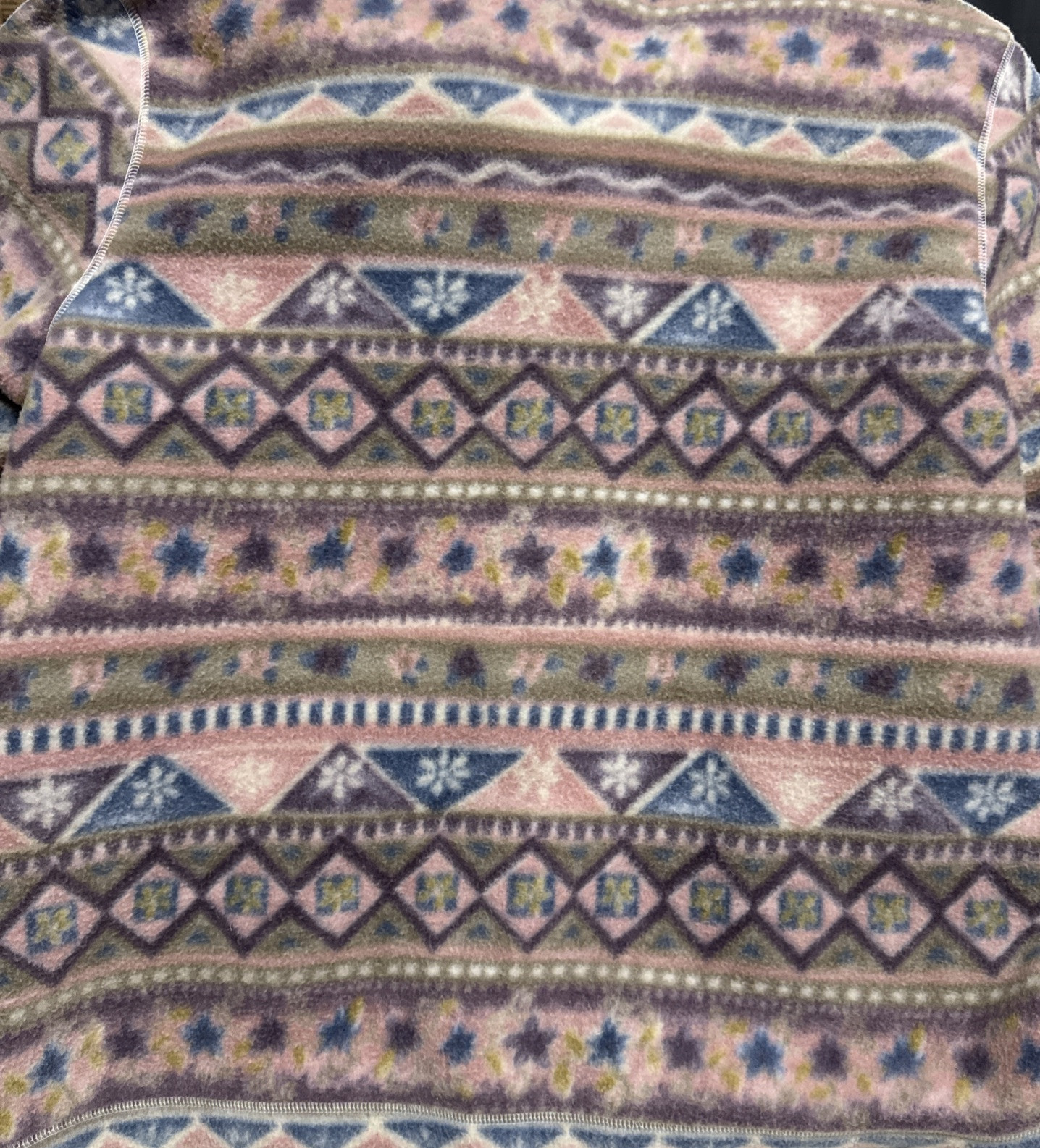 Vtg – Alfred Dunner – Fleece Jacket – Pastel Geometric/Flower – XL Shacket