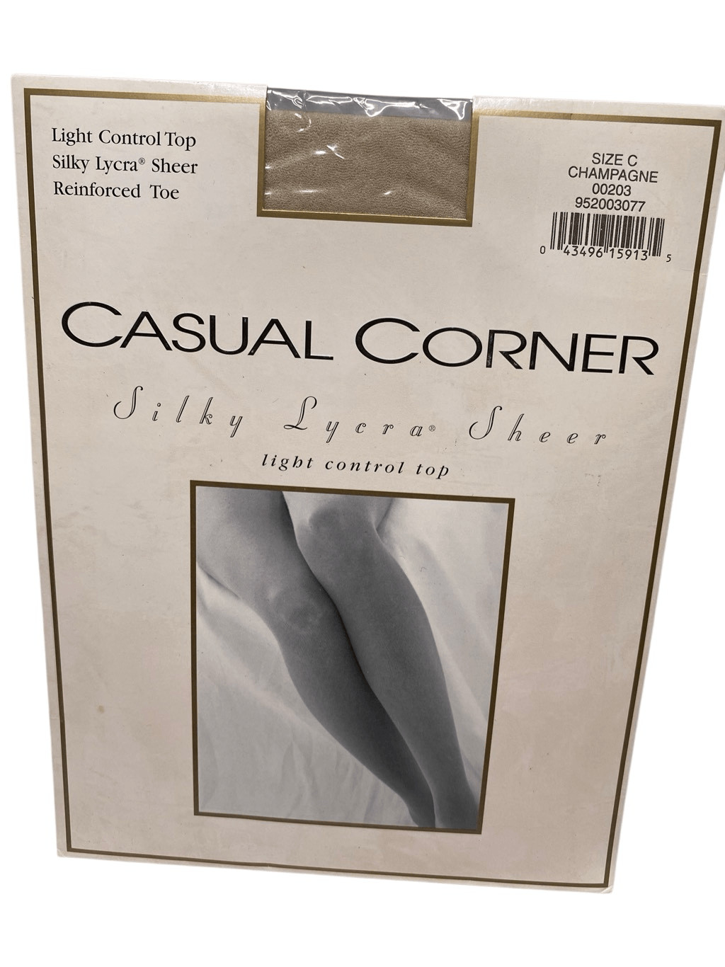 Casual Corner Silky Lycra Sheer Pantyhose Champagne Size C Light Control Top