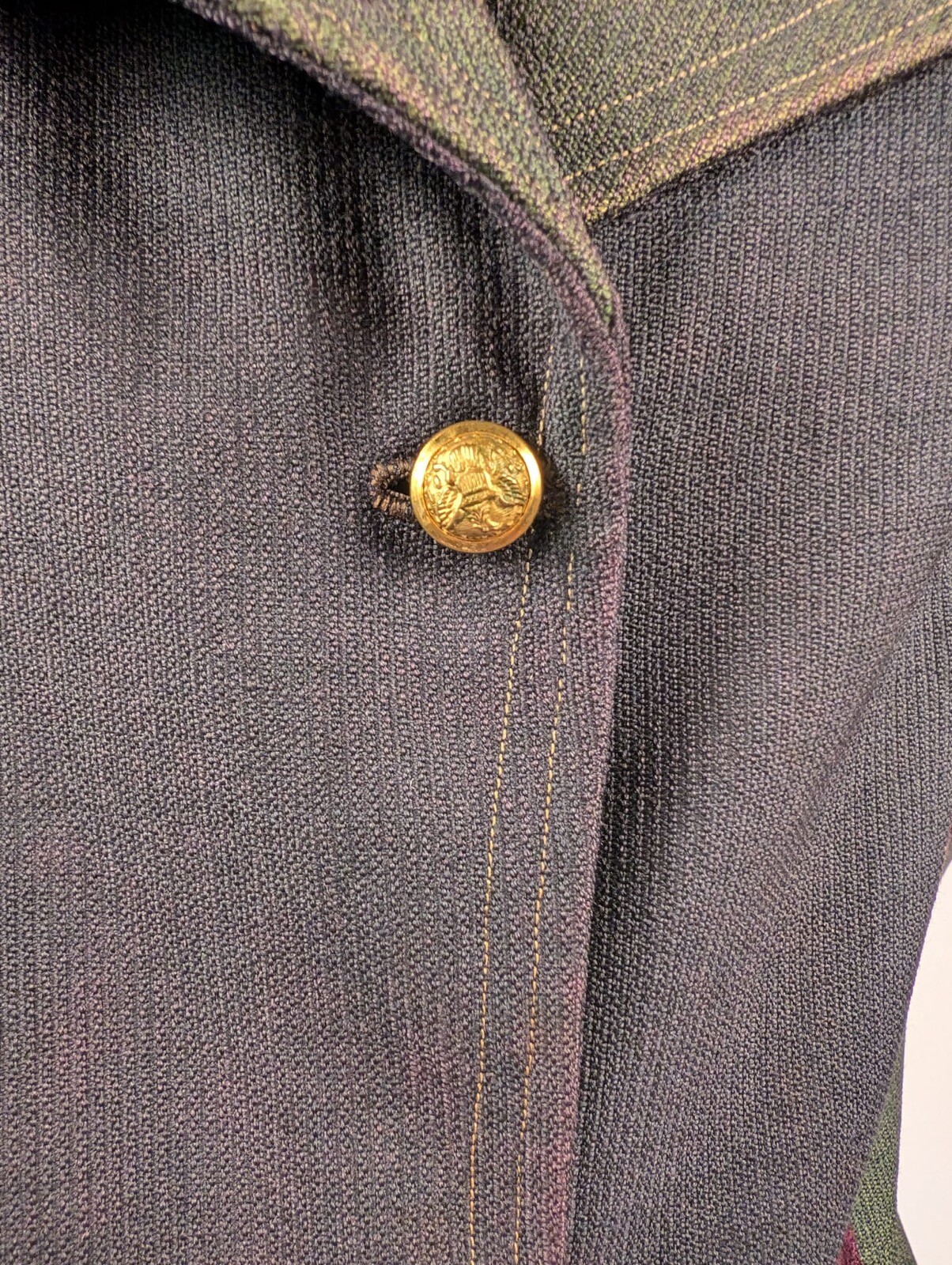UNUSUAL EDWARDIAN TRI TONE WOOL WALKING SUIT W STUD + BUTTON TRIM