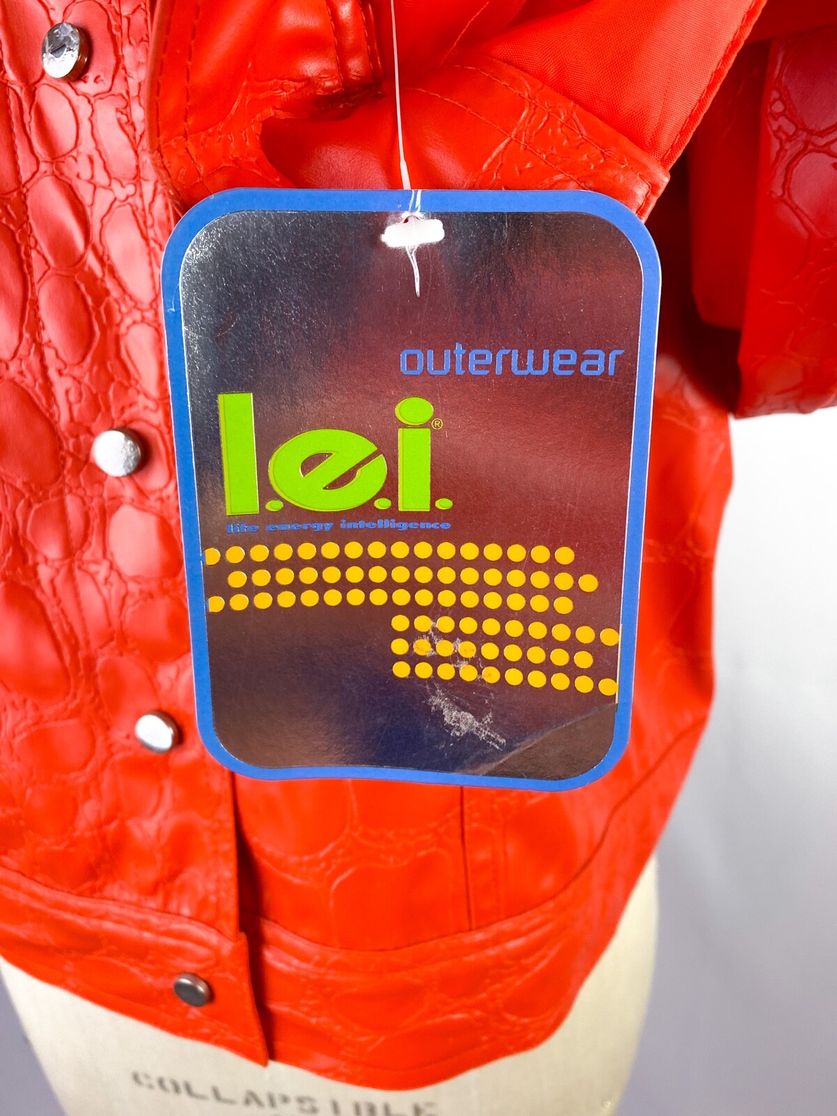 Vintage Y2K Deadstock l.e.i. Croc Embossed Pumpkin Orange Vegan Leather Jacket