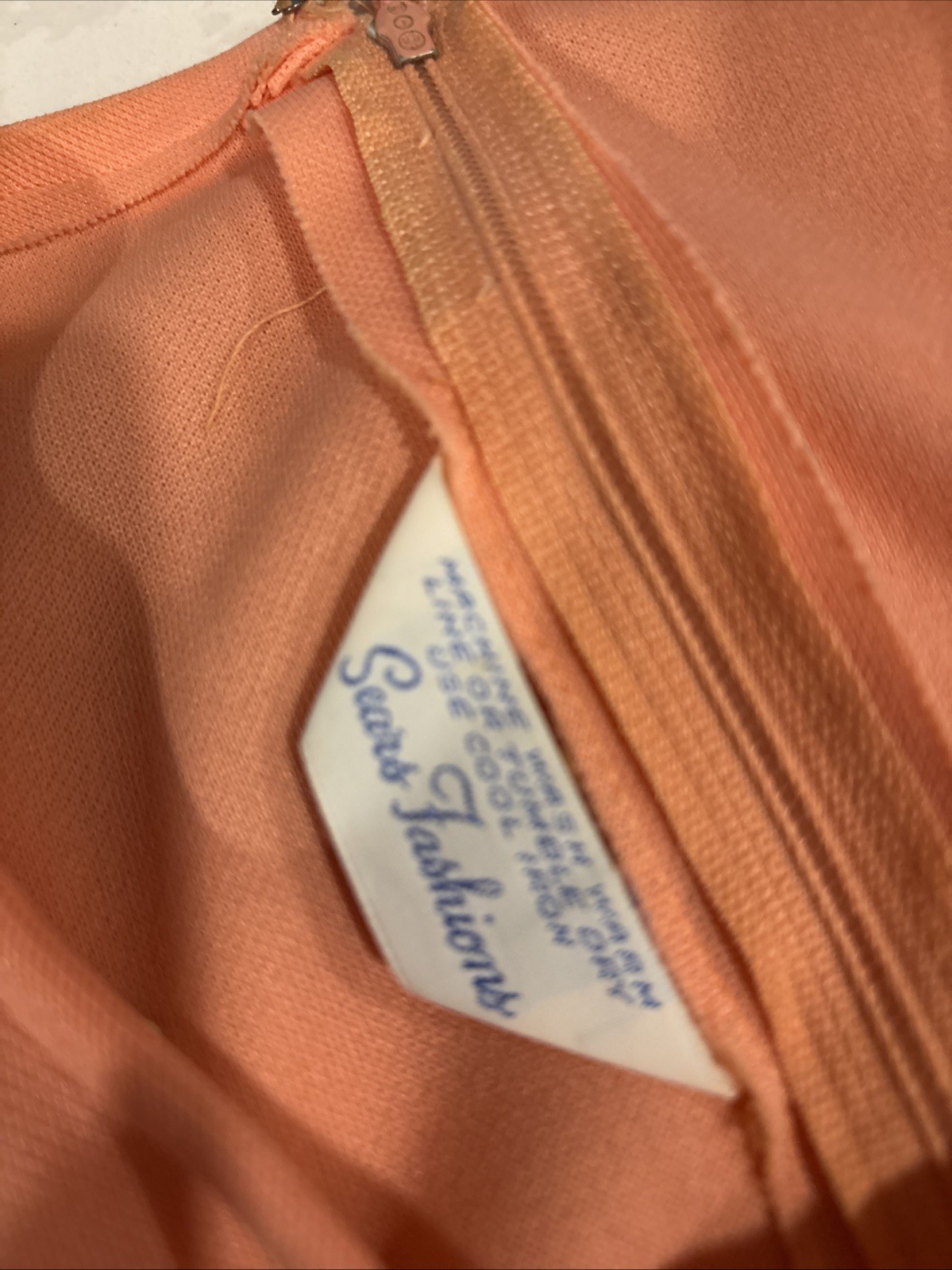 Vintage 60-70s Sears Dress Set Peach Jacket Belt ILGWU USA