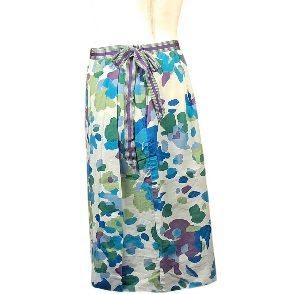 Vintage 60s PLAY BY LEON LEVIN 8 Mod Floral Wrap Skirt Side Zip Knee Length