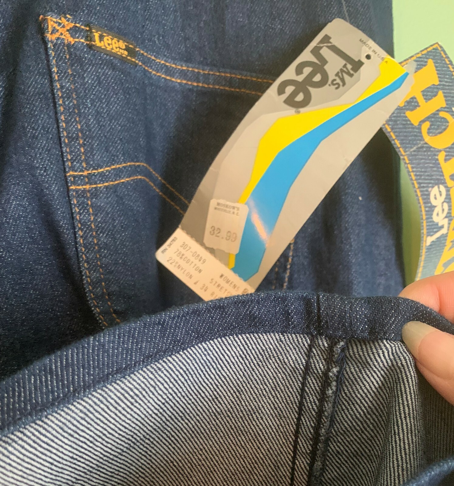 NOS Ms Lee Riders Stretch vintage 80s high waist dark denim jeans misses 34 USA