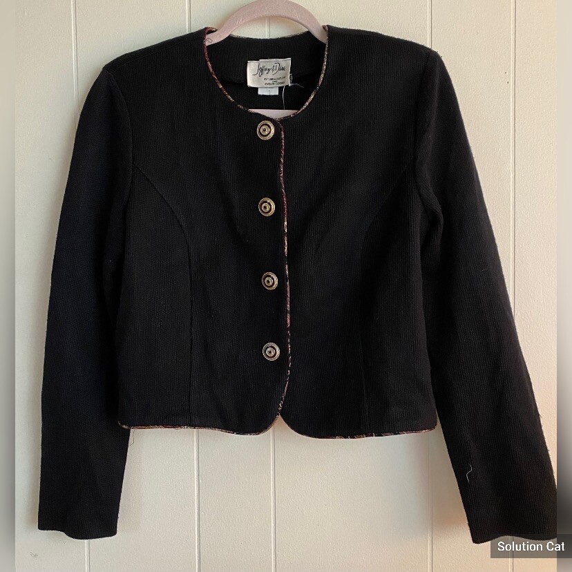 Jeffrey & Dara Knit Sweater Jacket Women’s 6 Trimmed Gold Buttons Vintage