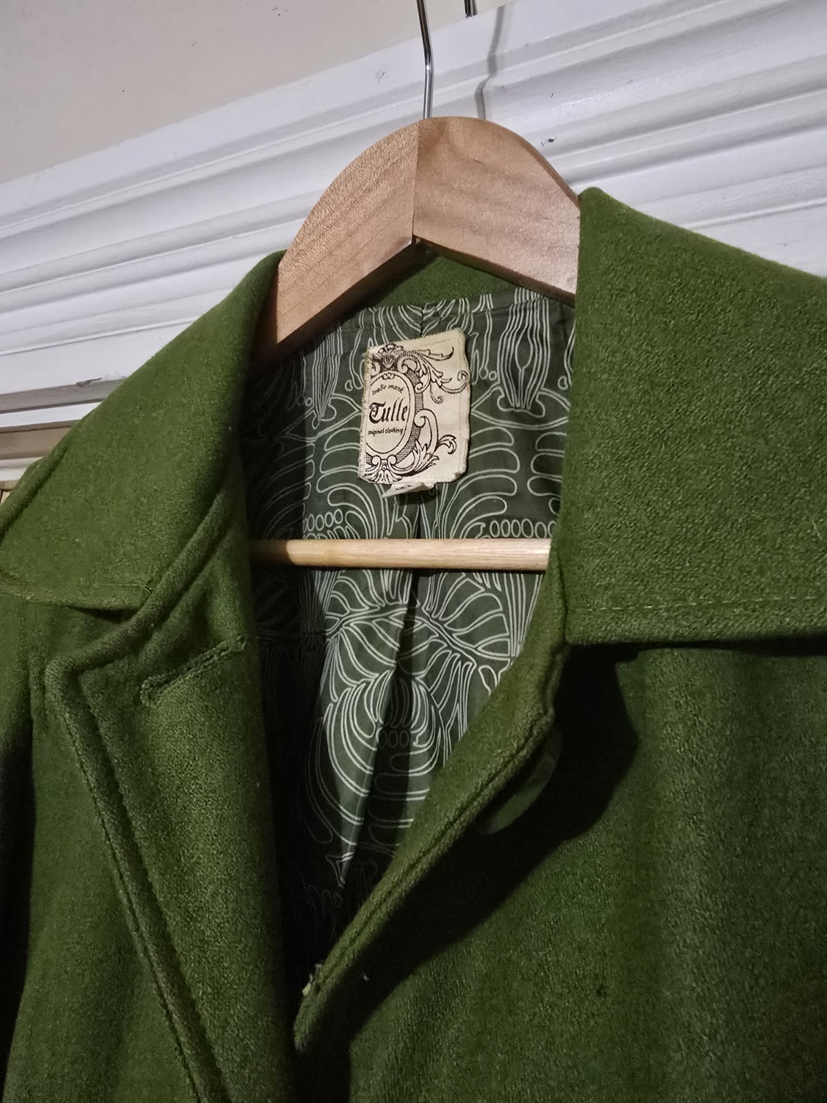 1970&rsquo;s Tulle Forest Green Wool Jacket With Lining and Pockets