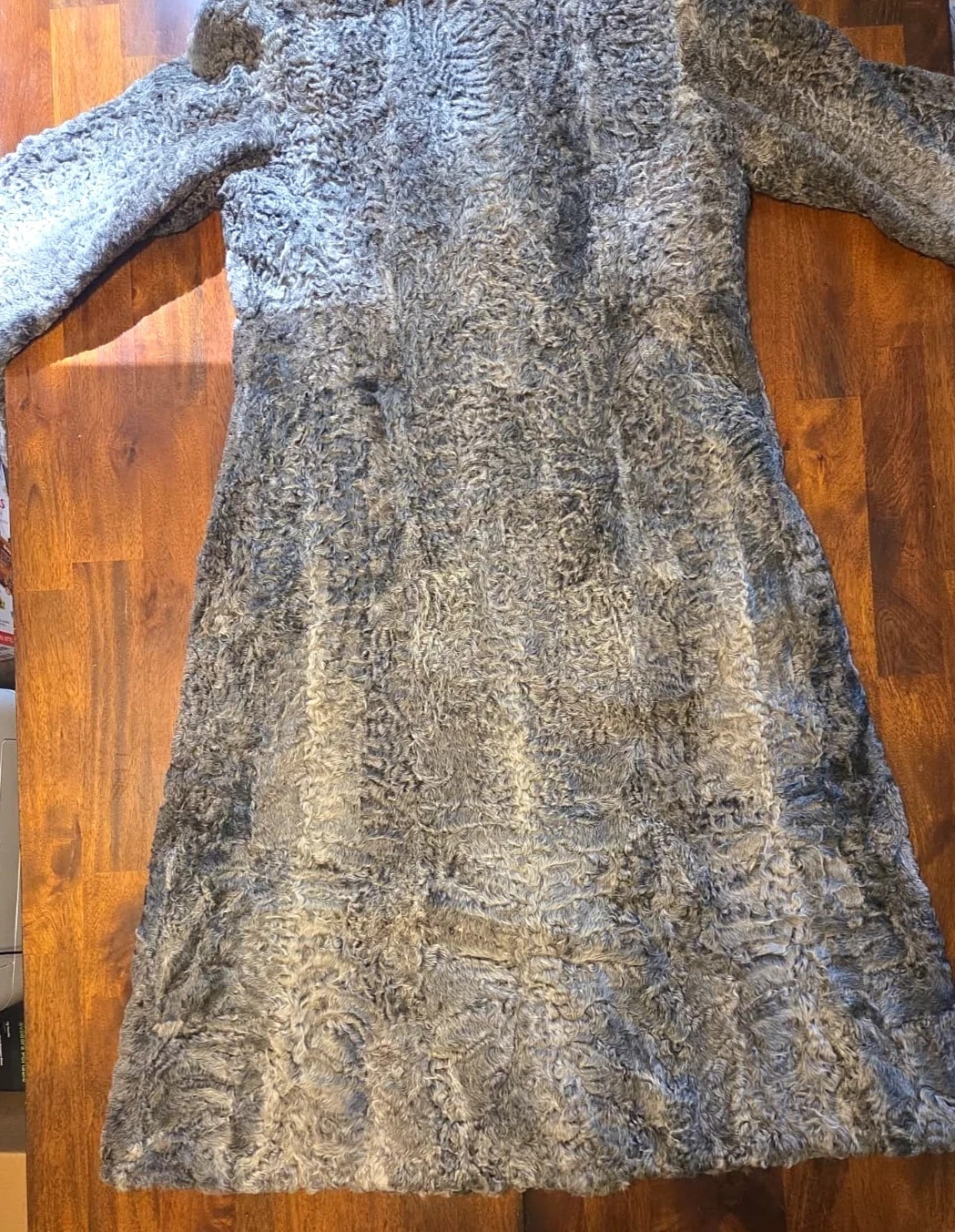 Vintage 1950s Scuby Furs Victoria BC Gray Persian Lamb Coat Cream Mink Shawl 45&Prime;