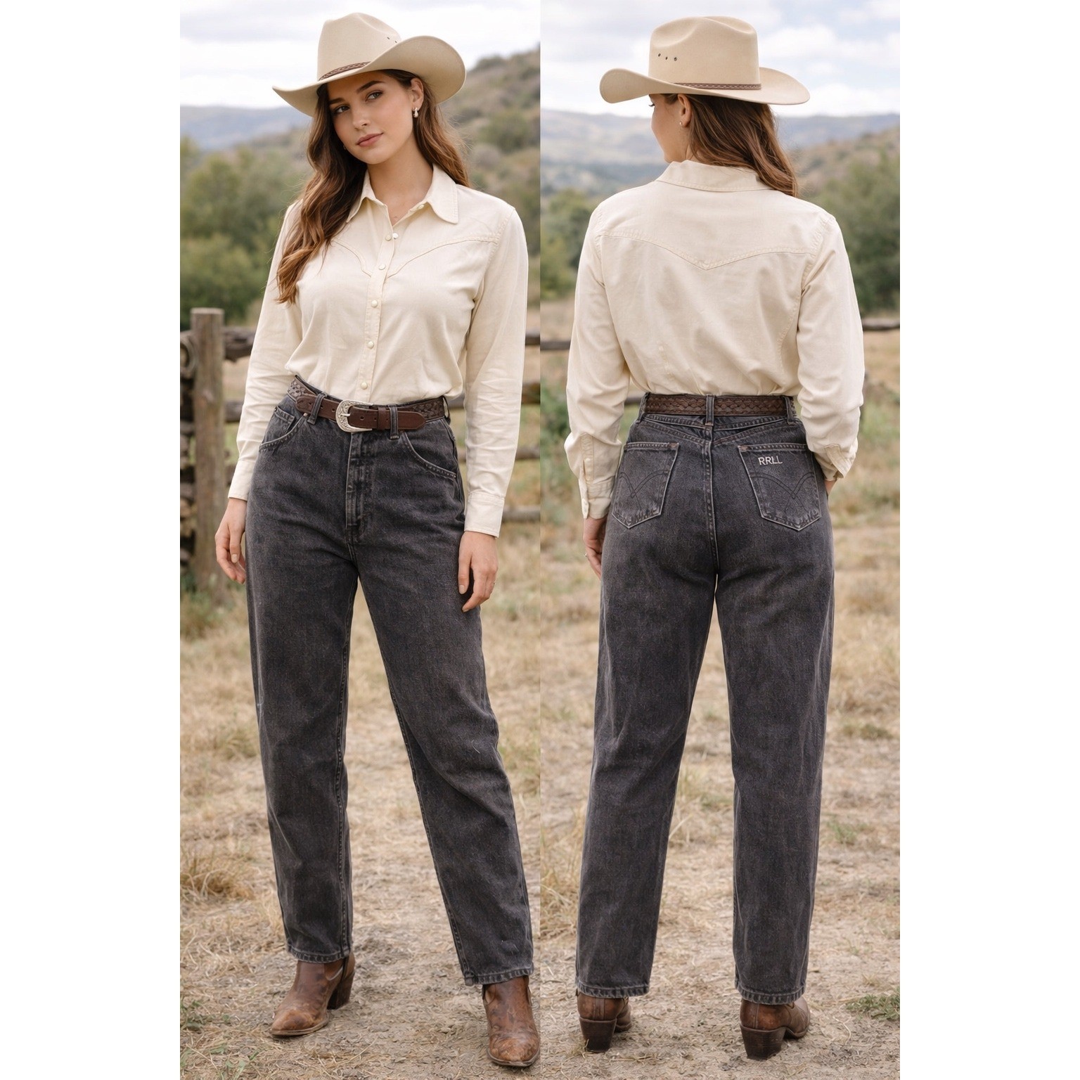 Roper Vintage Womens High Rise Western Jeans Black Acid Wash Made in USA 18/19