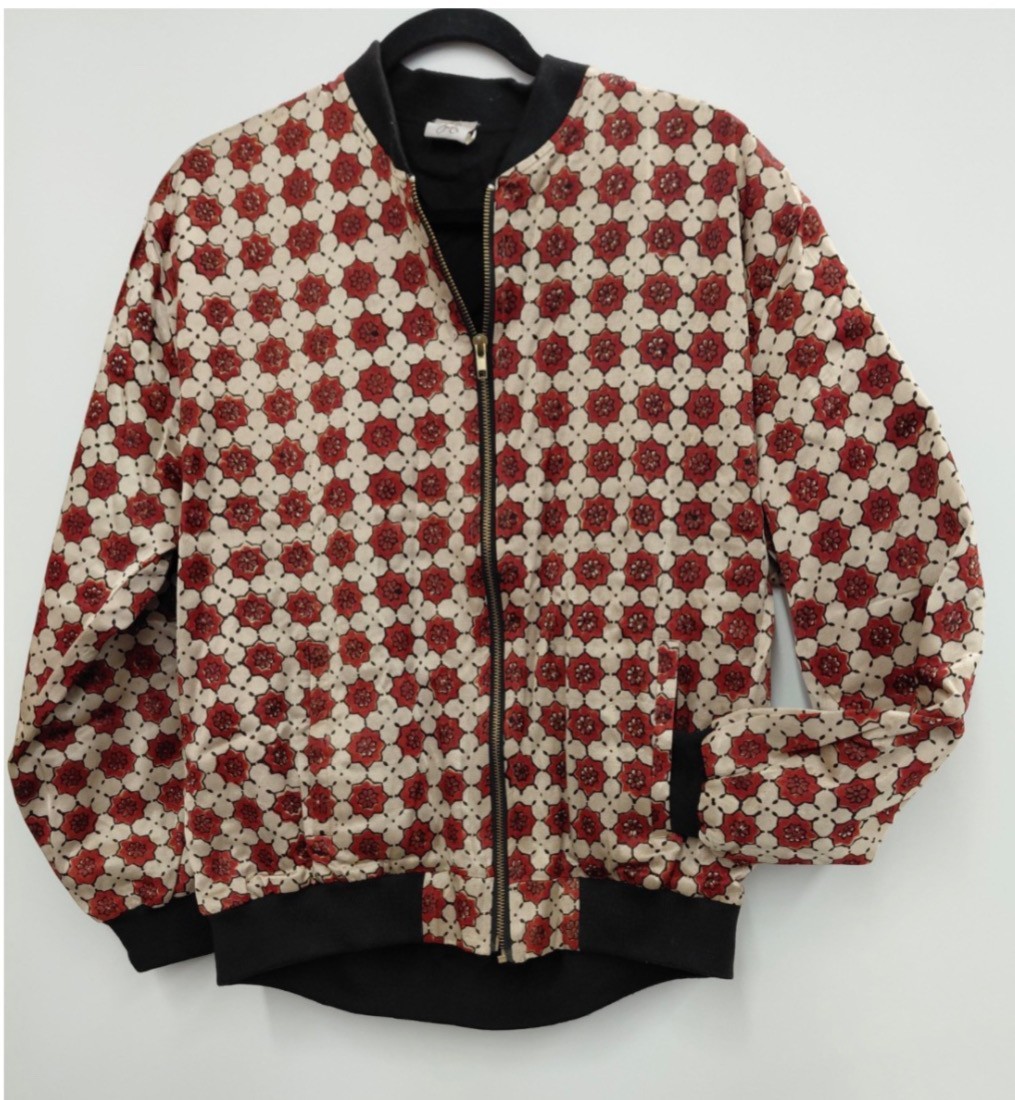 Vintage Printed Cotton Unisex Bomber Jacket