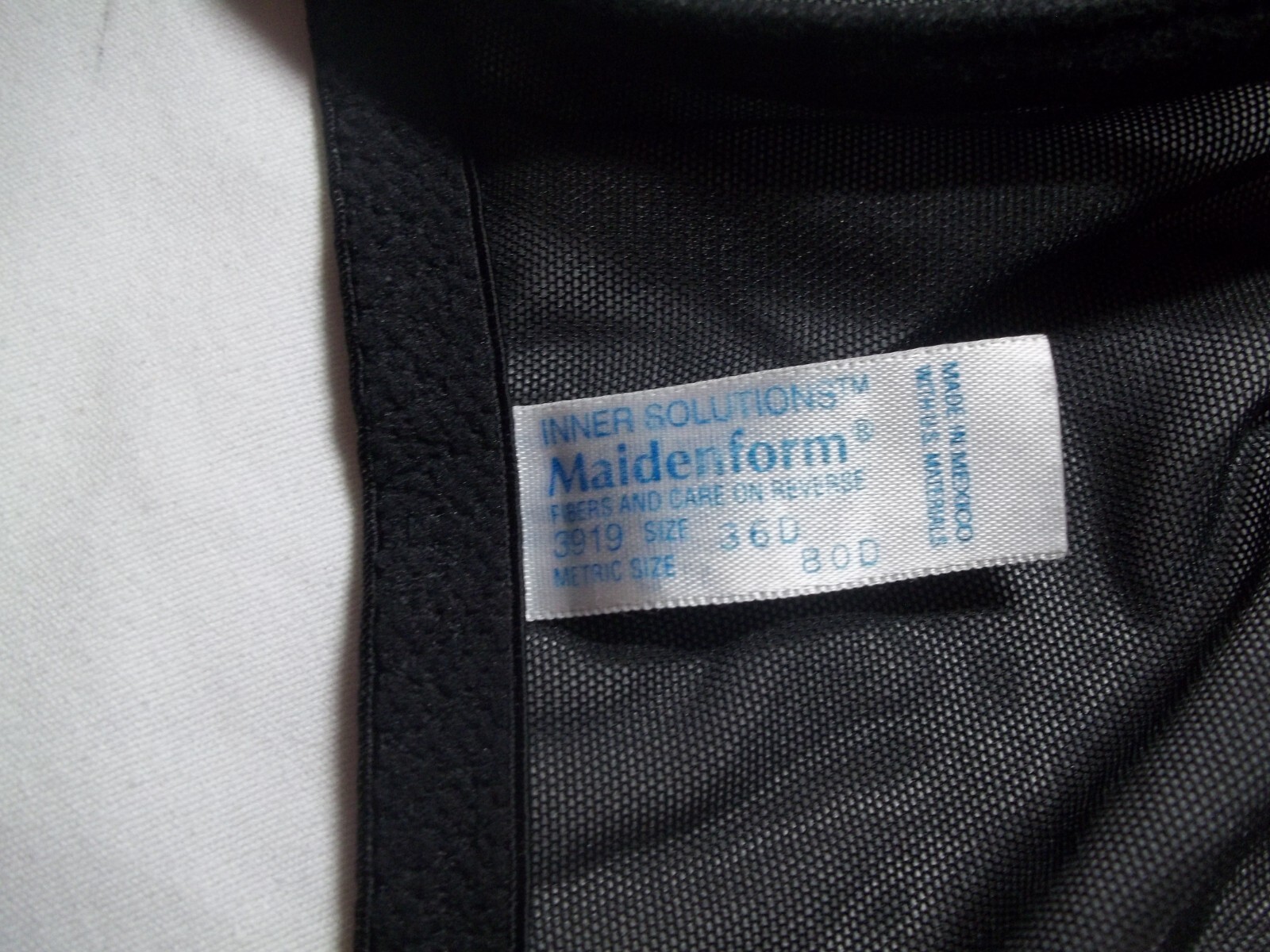 Vintage MAIDENFORM 3919 Inner Solutions Bra Front Close MESH 36D Black EXC Cond.