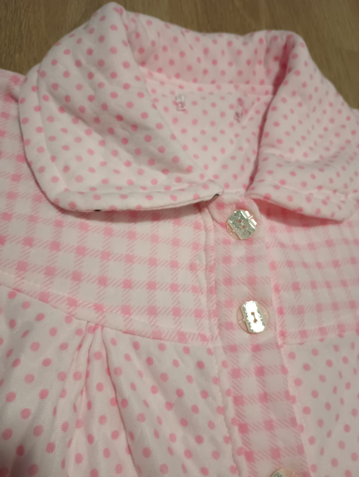 Vtg Quilted Teddy Bear Multi Print Peter Pan Collar Nursery Warm Jacket pink M L
