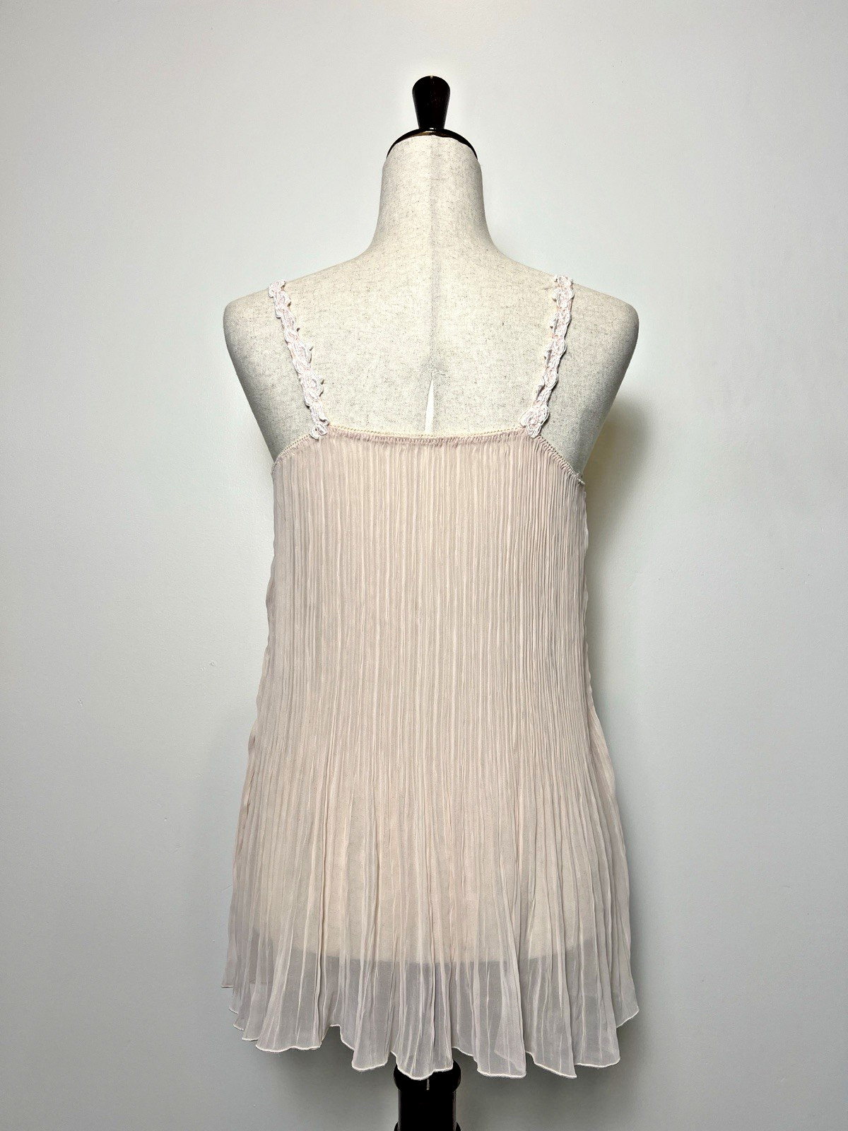 Vintage Embry Light Peach Pleated Sheer Babydoll Nightgown Women&rsquo;s S