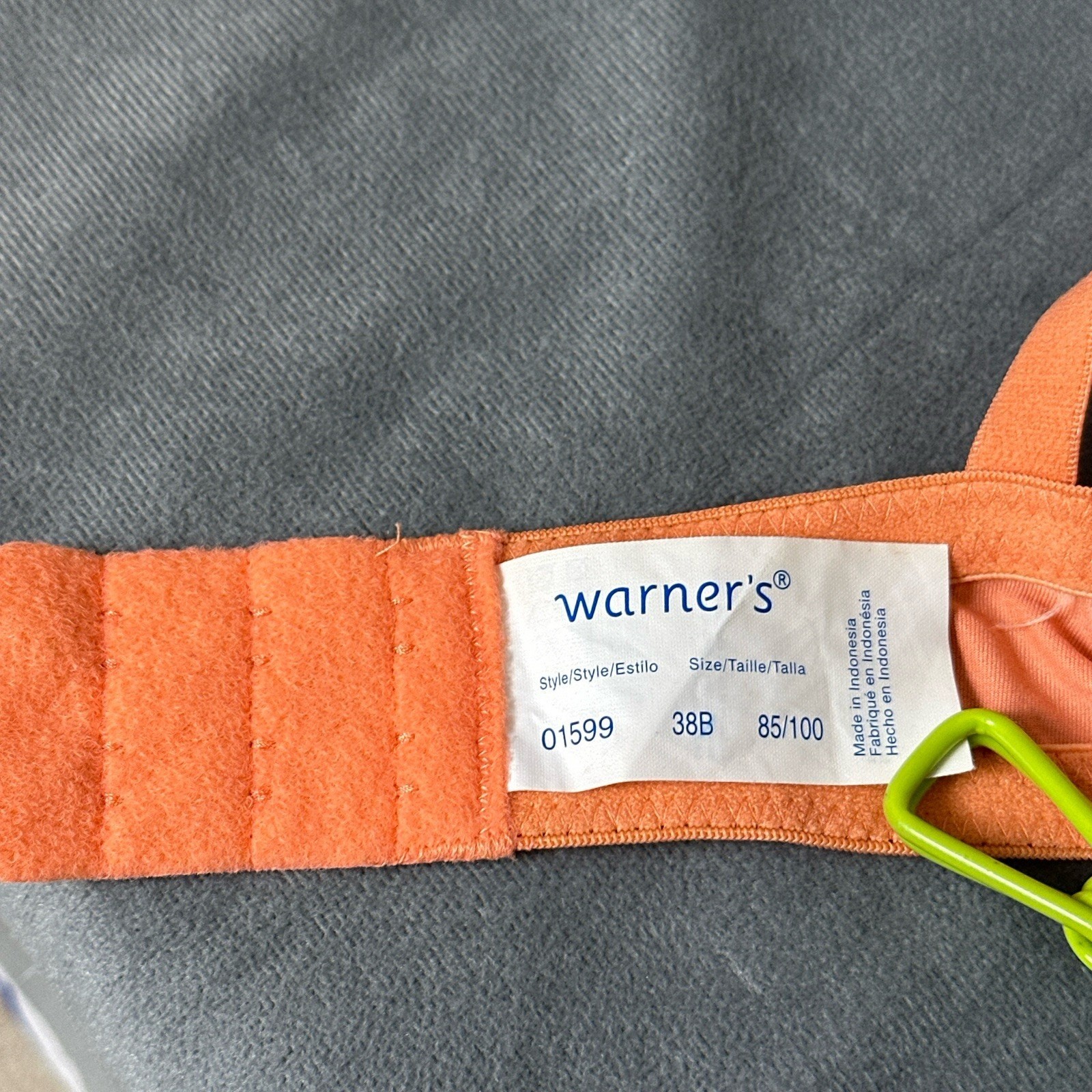Vintage Warner&rsquo;s Bra 38B Orange Underwire Style 01599 Soft Light Lined Plushline