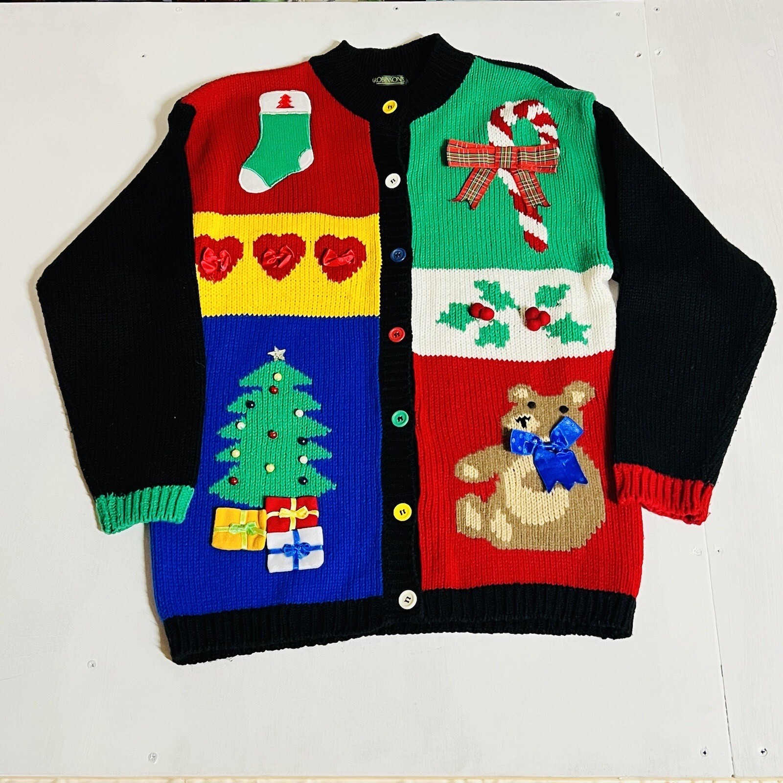 Ugly Christmas Cardigan Sweater Medium Multi Color Christmas Multicolor Used