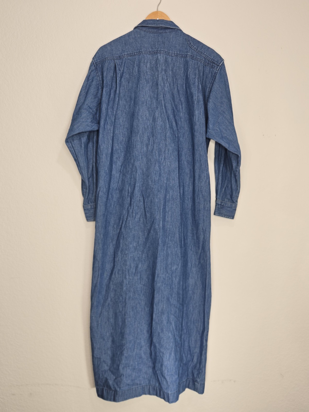 Vintage Ralph Lauren Denim Button Down Maxi Dress Duster Made In USA Size 12