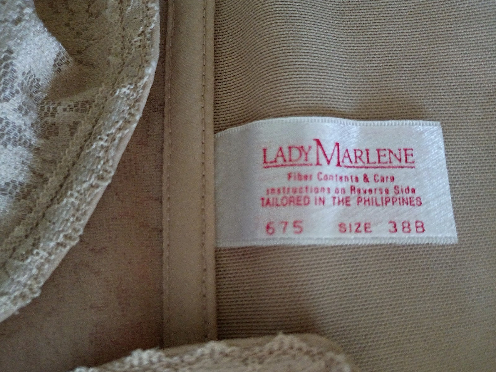 Lady Marlene 100% nylon solid beige long-line bra 38B