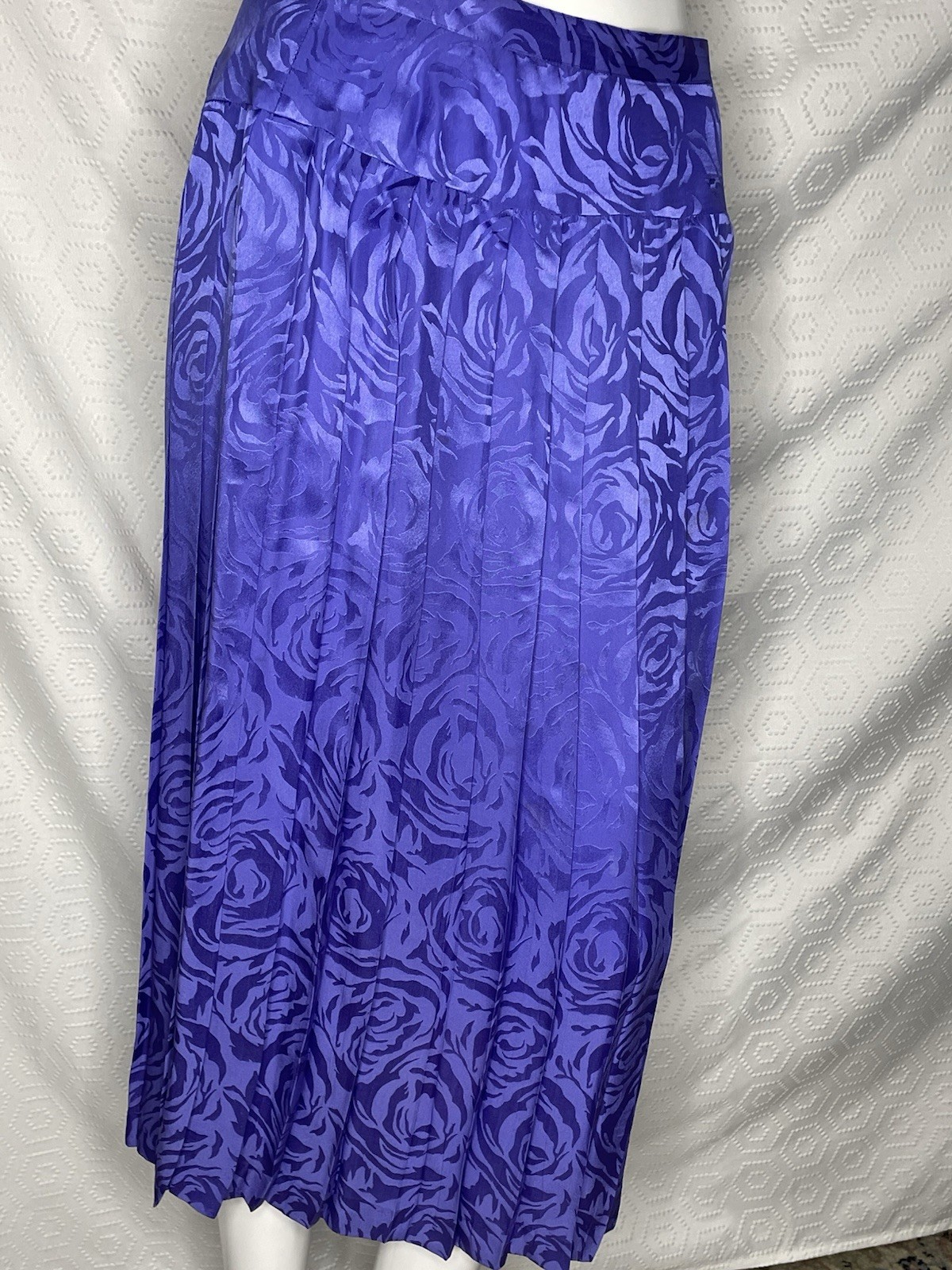 Vtg Argenti 80s 90s 100% Silk Royal Blue Pleated Old Money Skirt Size 10