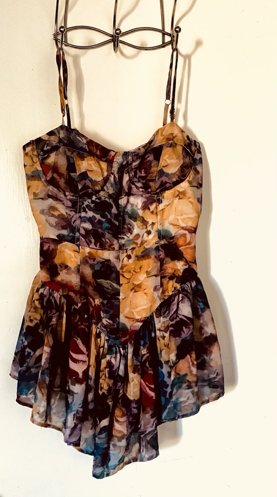 Cider CottageCore Boustier Mini Impressionist Floral Dress Size Small/med