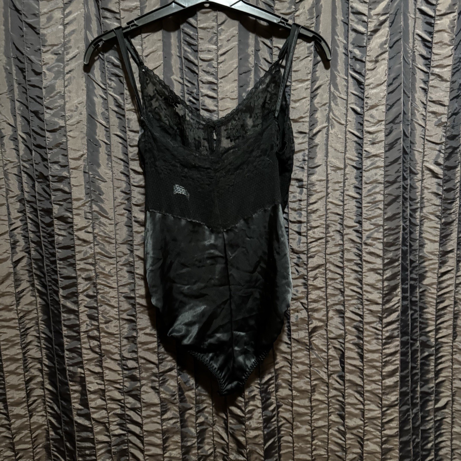 Chantilly Maidenform Black Teddy 64617 Satin Lace Women’s Size 36 Vintage
