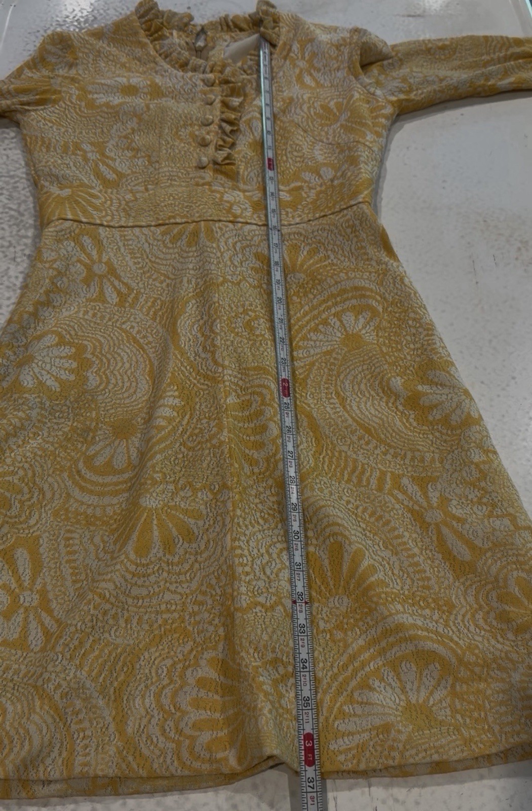 Vintage 60s/70s Mod Mini Dress Yellow Bold Floral Boho Prairie
