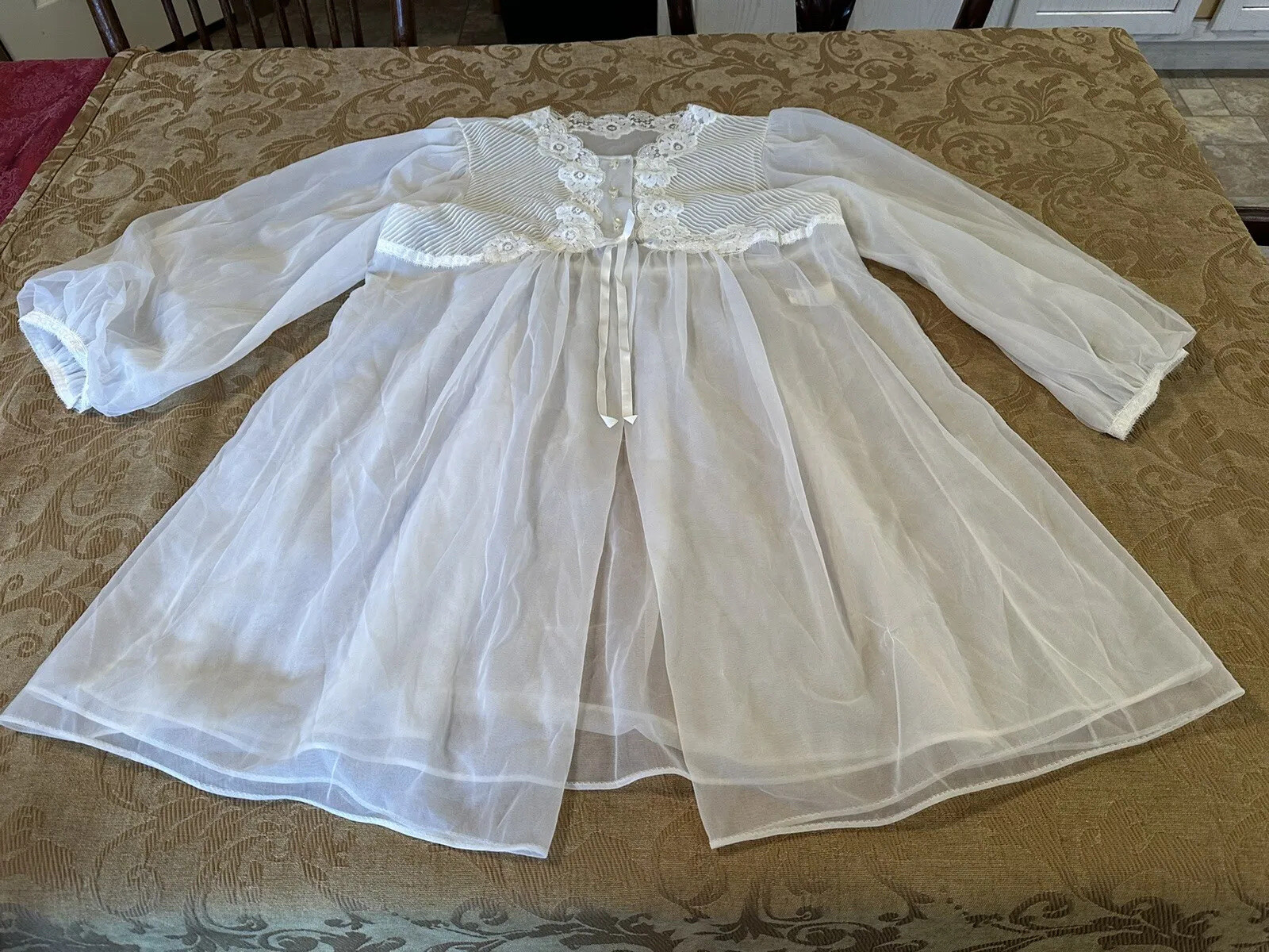VTG Gossard Artemis Sexy Sheer white Robe Peignoir Nightgown Small
