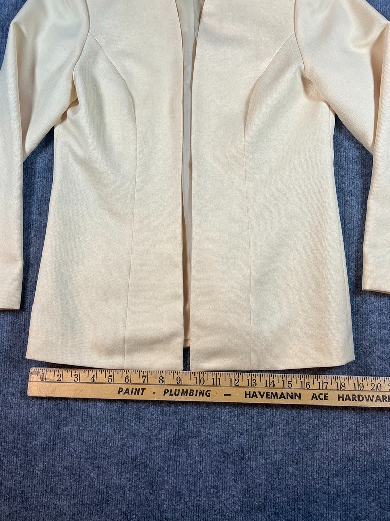 Vintage Brownstone Studio Pale Yellow Blazer Size 6 Minimalist Open Front USA