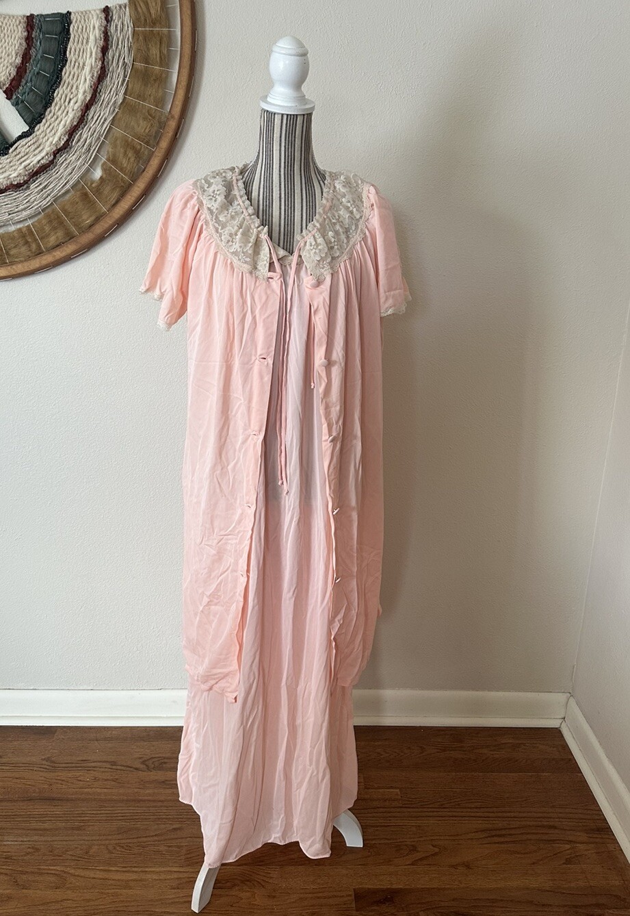Vintage 60s Philmaid Nightgown peignoir Set Pink Woman&rsquo;s M