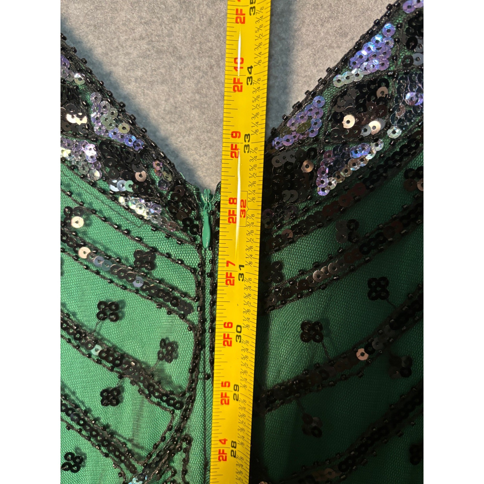 BABEYOND Green Black Sequin Fringe Flapper Dress Gatsby Art Deco 1920s NWT 2XL