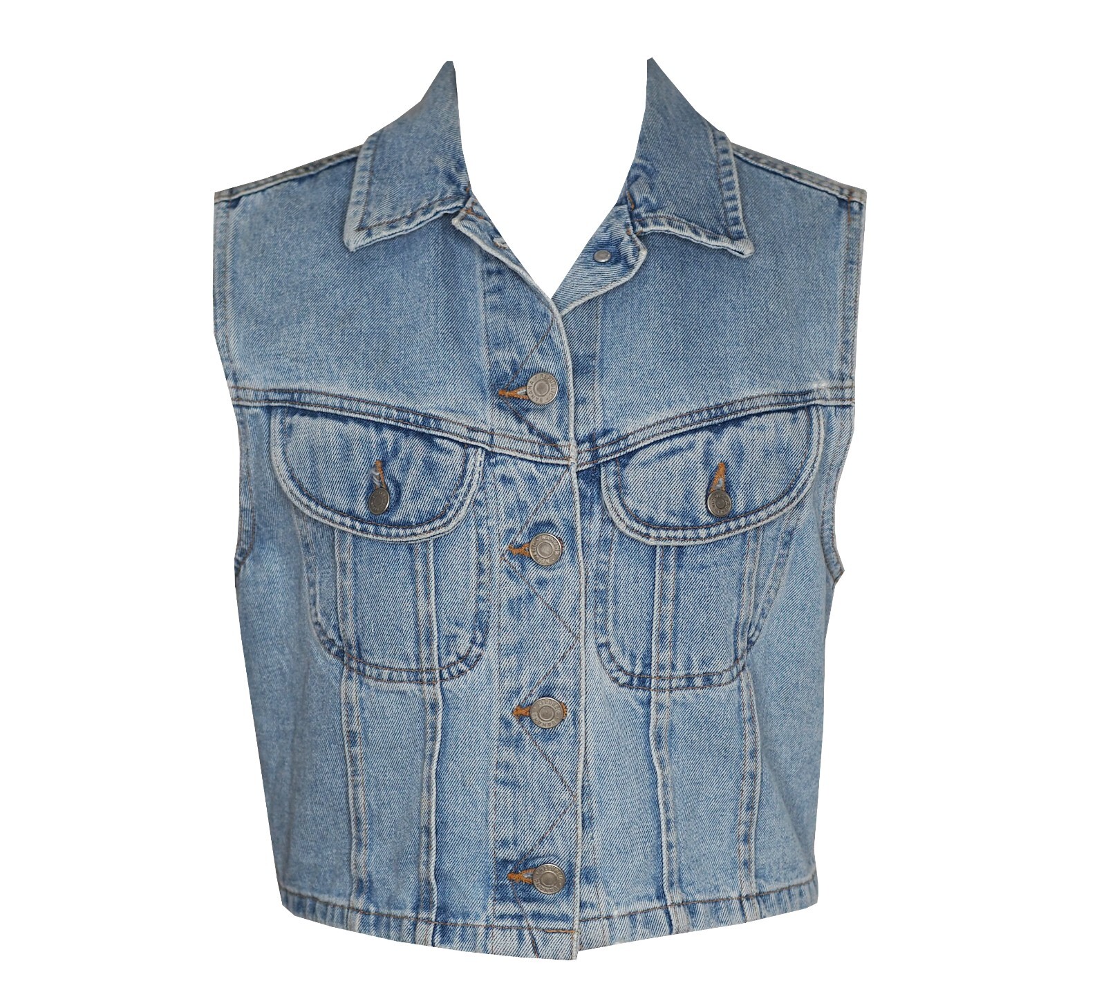 Vintage 90s BANANA REPUBLIC M Denim Vest Moto Collared Jean Light Wash Button Up