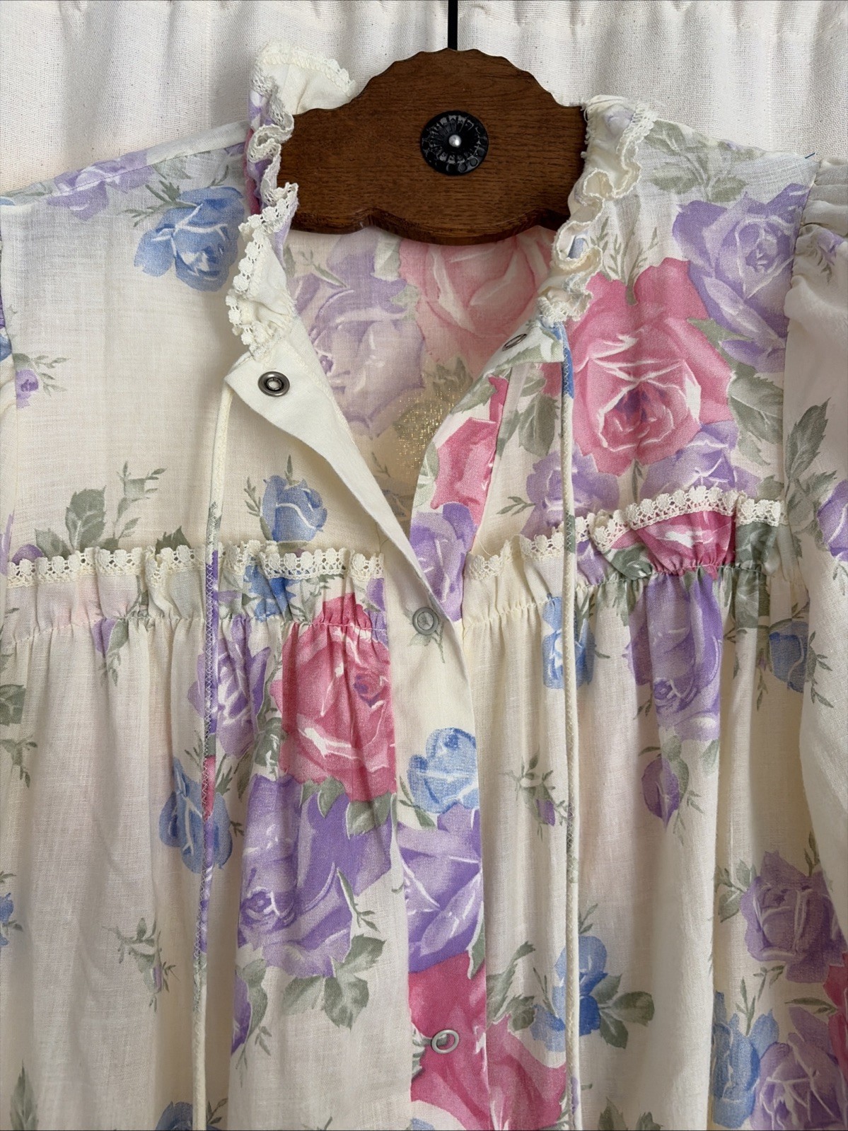 Cottagecore Grandmacore Dressing Robe Floral Sz S Vintage 80s
