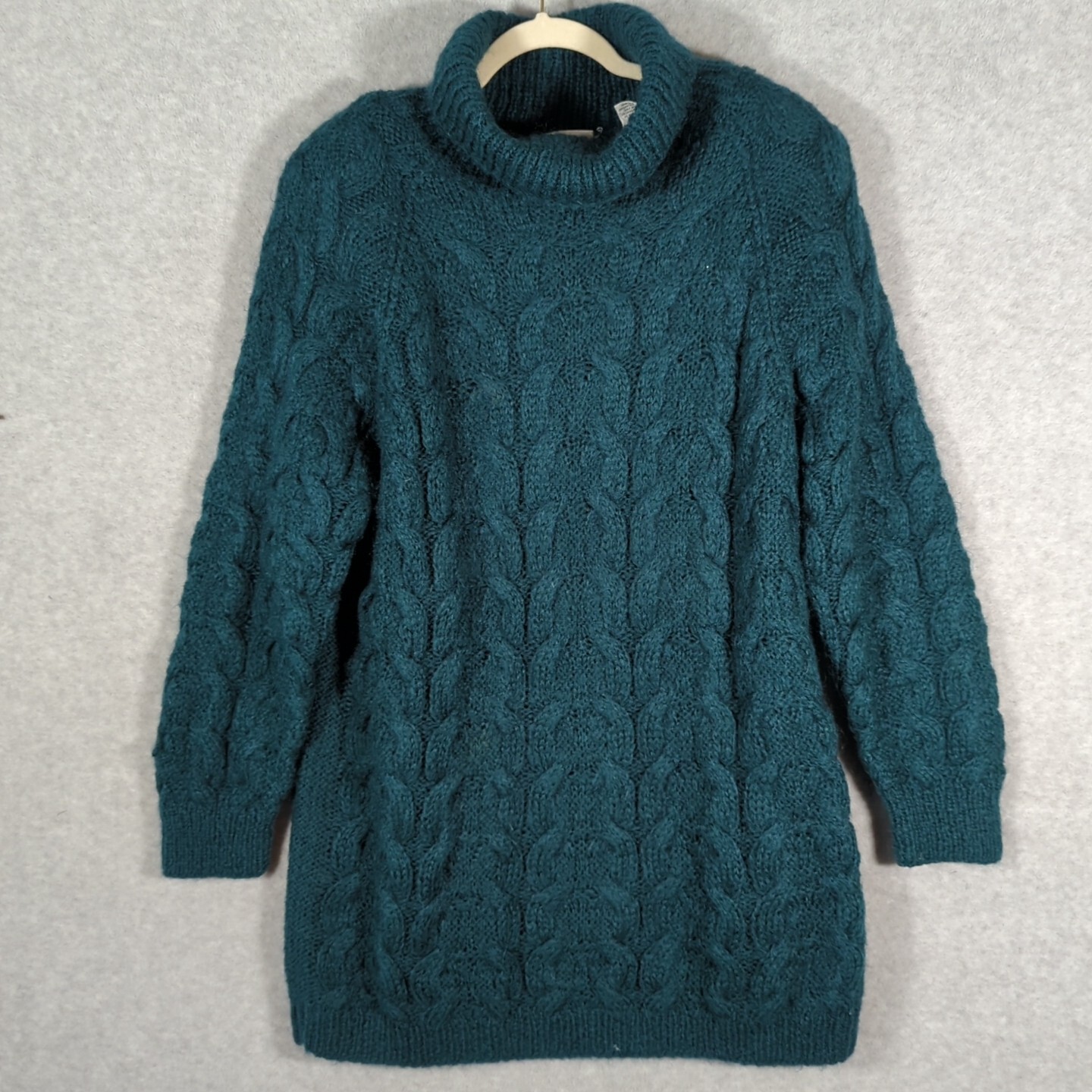80&rsquo;s Compagnie Internationale Express Teal Fuzzy Mohair OVERSIZE Sweater M Retro