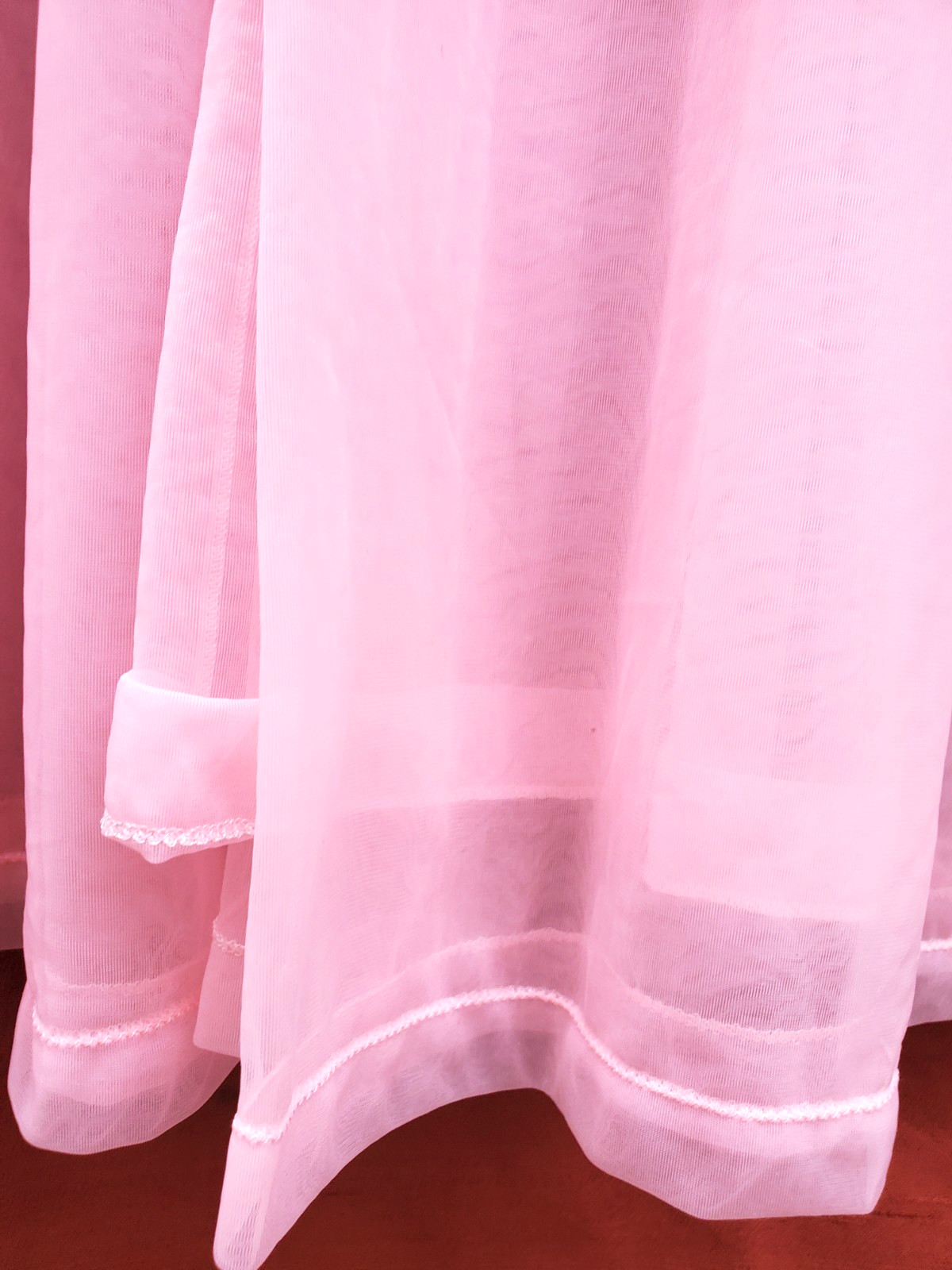 Vintage unbranded HOT PINK Gown Robe Peignoir Sheer Chiffon SZ Medium satin bow